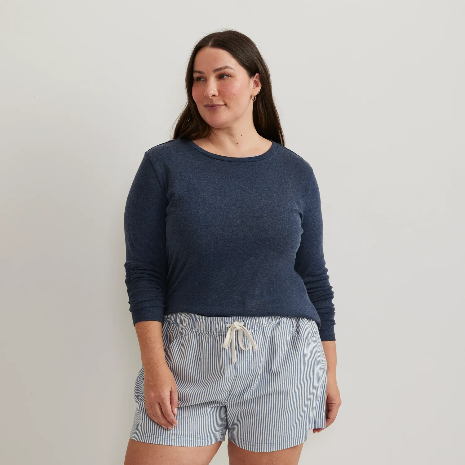 Eddie Bauer Everyday Crewneck tricou dama maneca lunga negru bumbac
