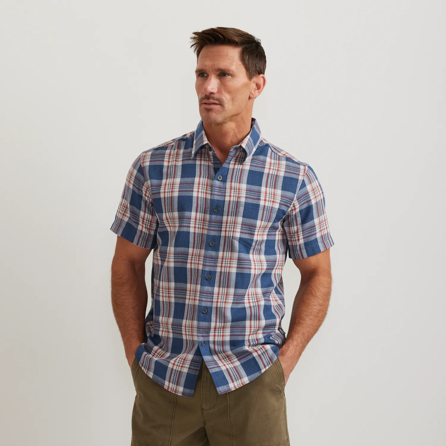 Eddie Bauer Tidelands cămașă bărbați Blue Fog bumbac