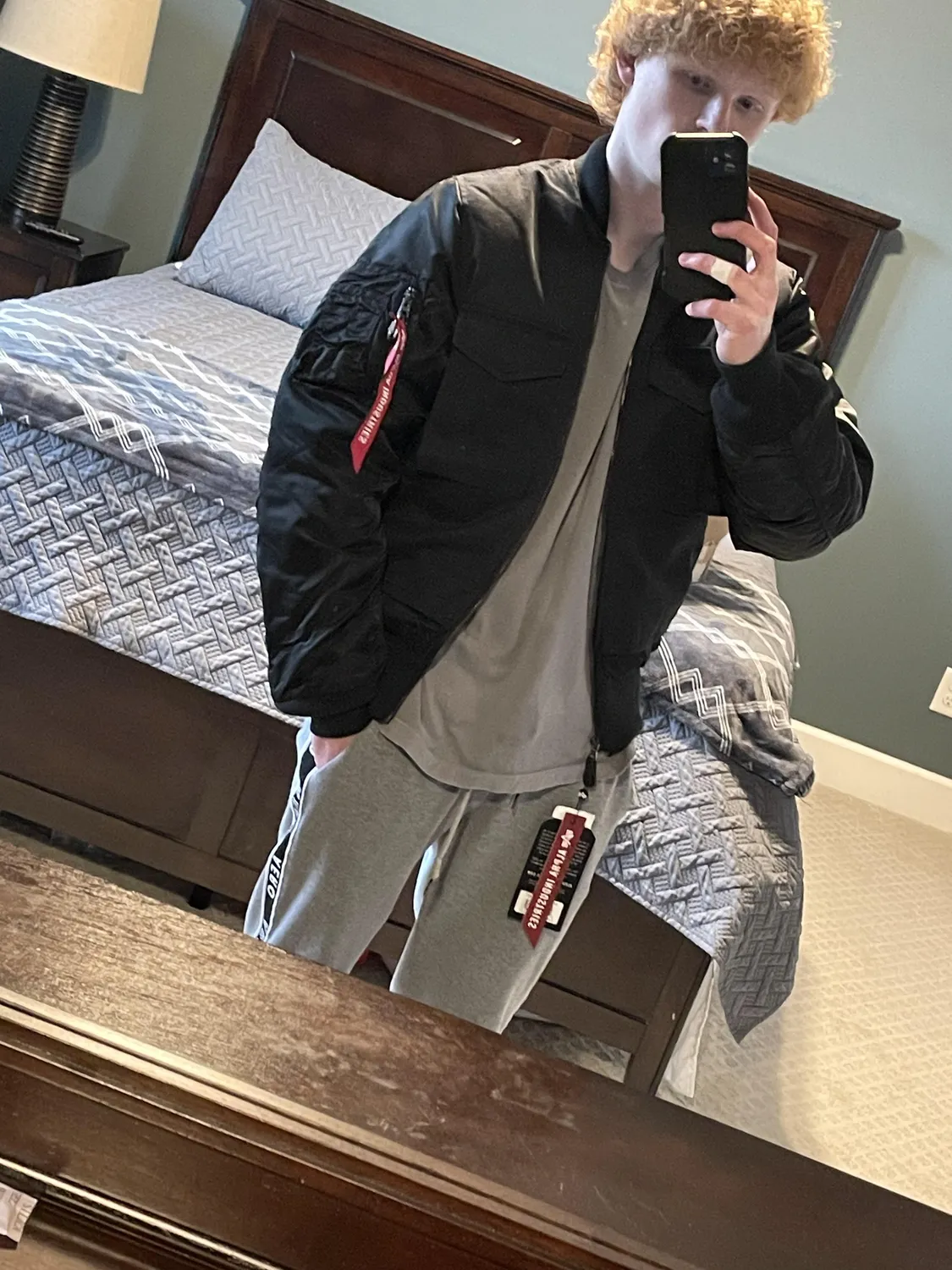 Alpha Industries MA-1 Mixed Cotton geaca bomber rosu cedar calduroasa