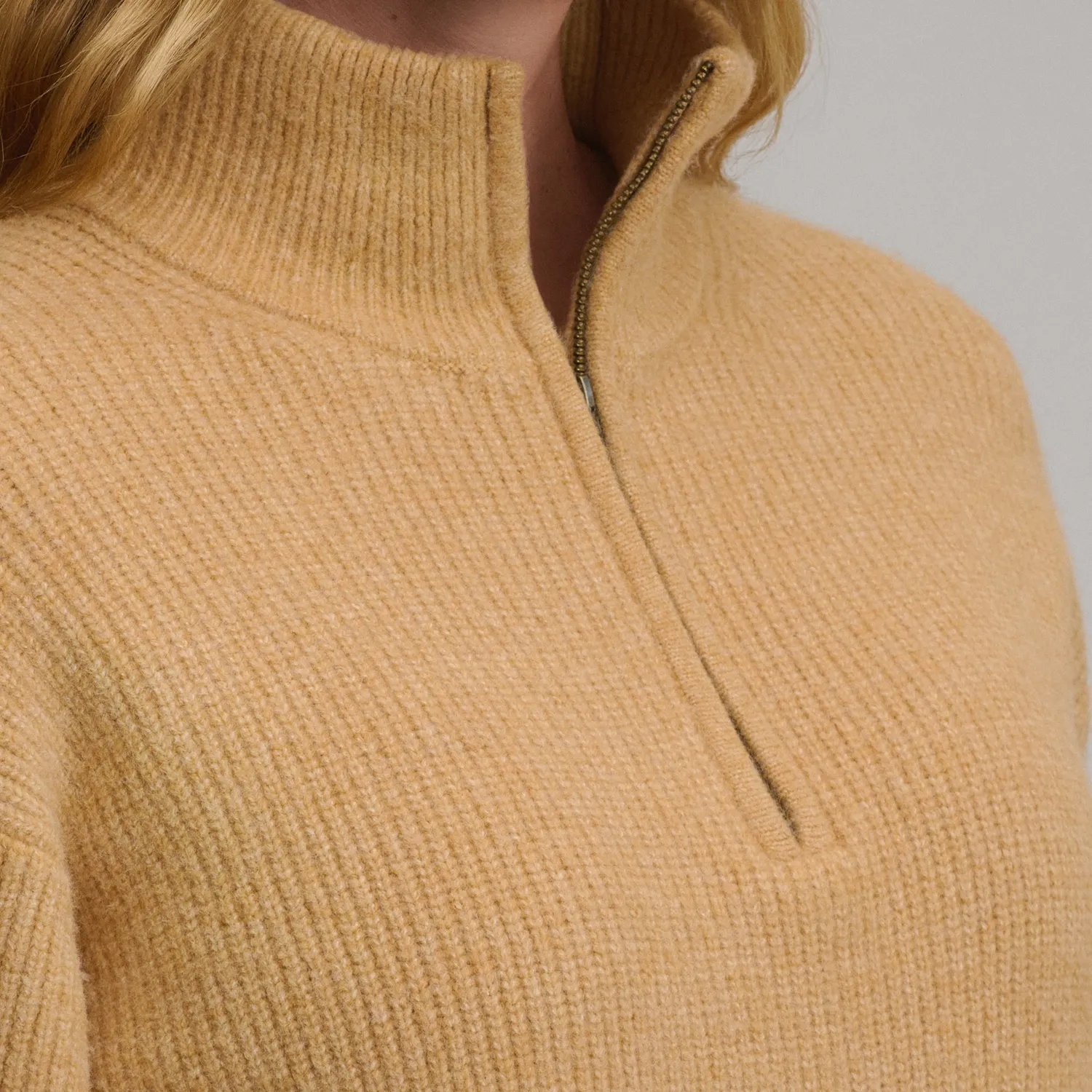 Eddie Bauer Ribbed Zip Mock rochie tricot gri calduroasa