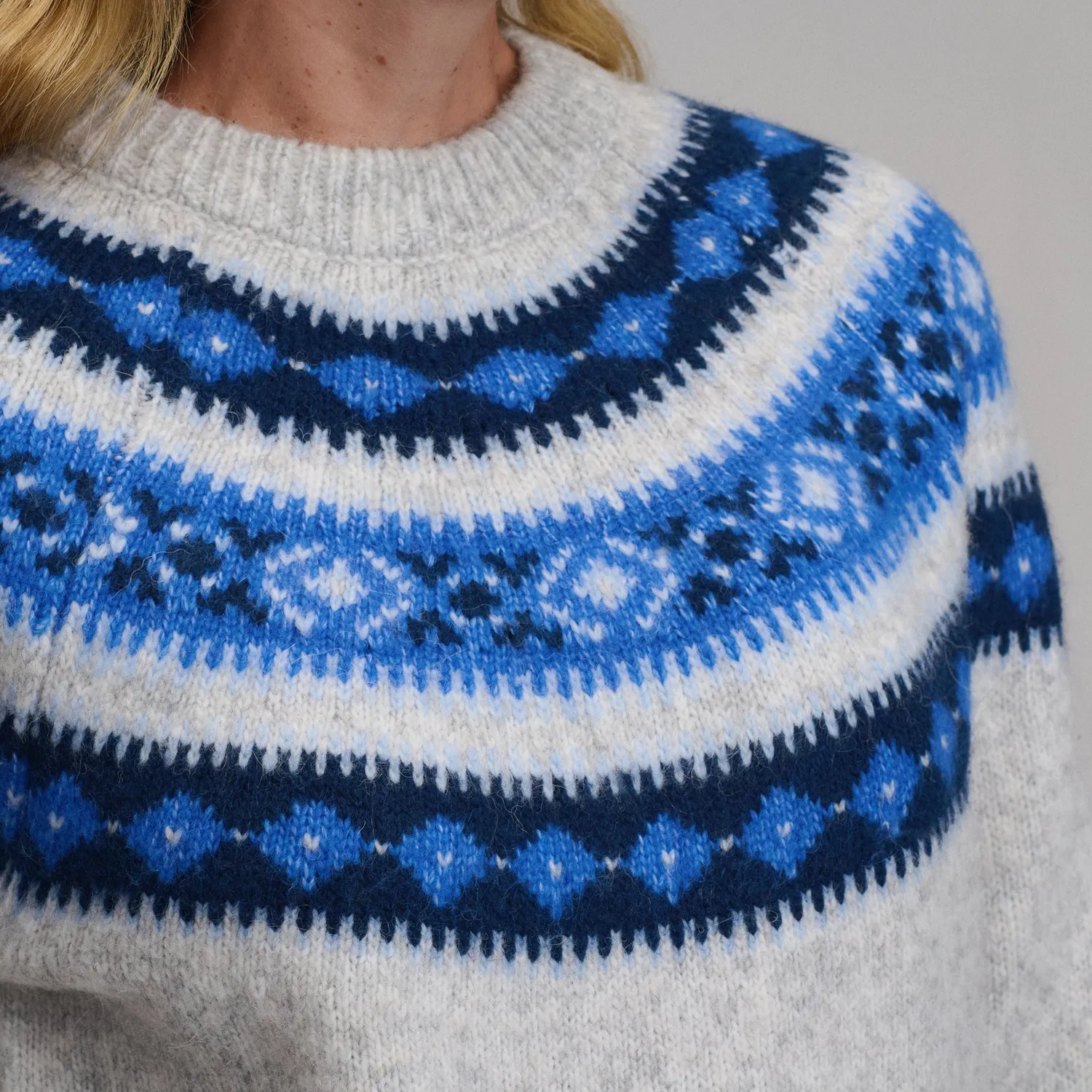 Eddie Bauer Fairisle pulover pufos ivoire călduros