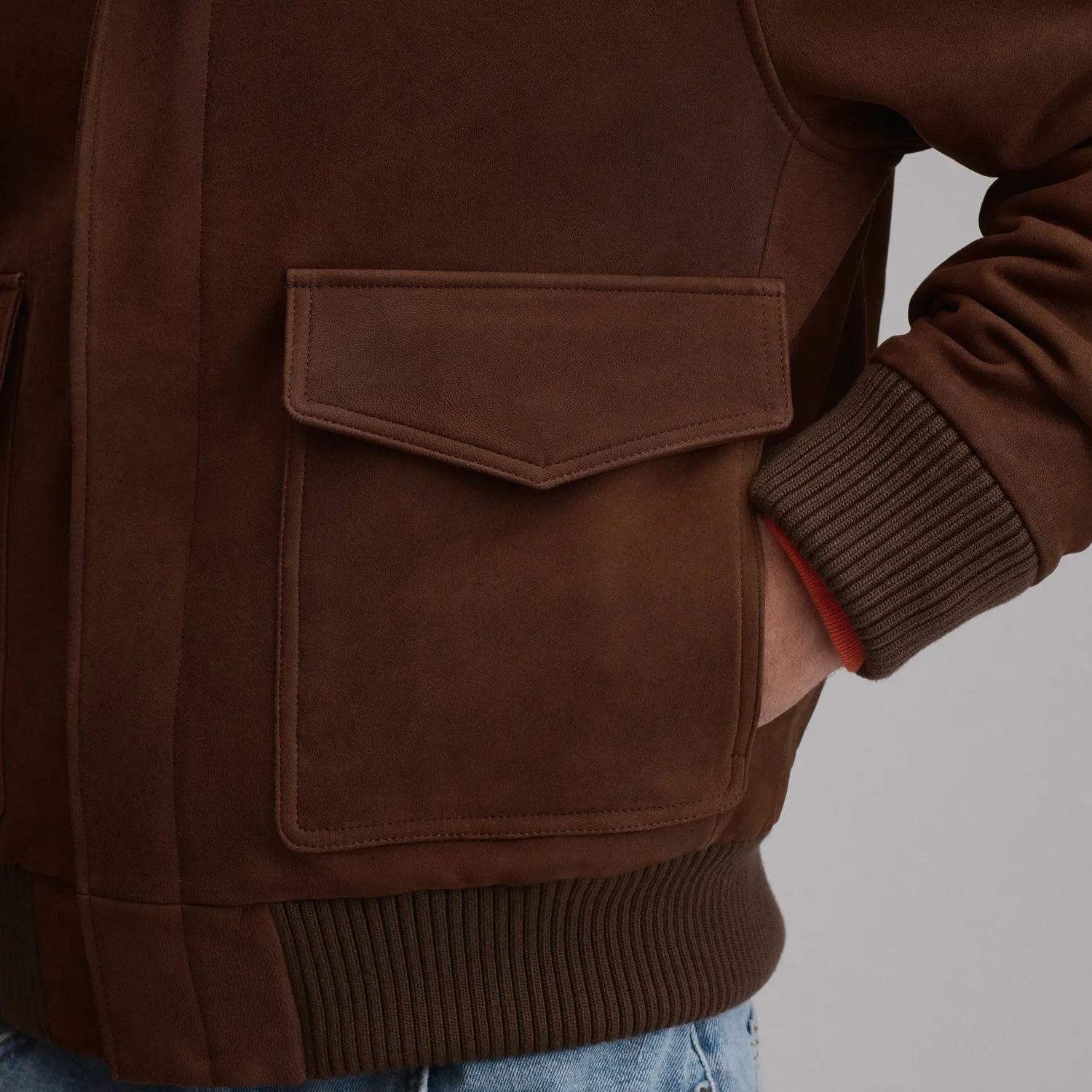 Eddie Bauer Leather Bomber geaca piele barbati Brown