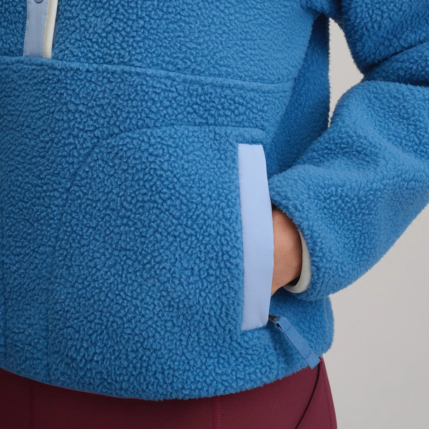 Eddie Bauer Plush Fleece Snap-Mock bluza roz calduroasa