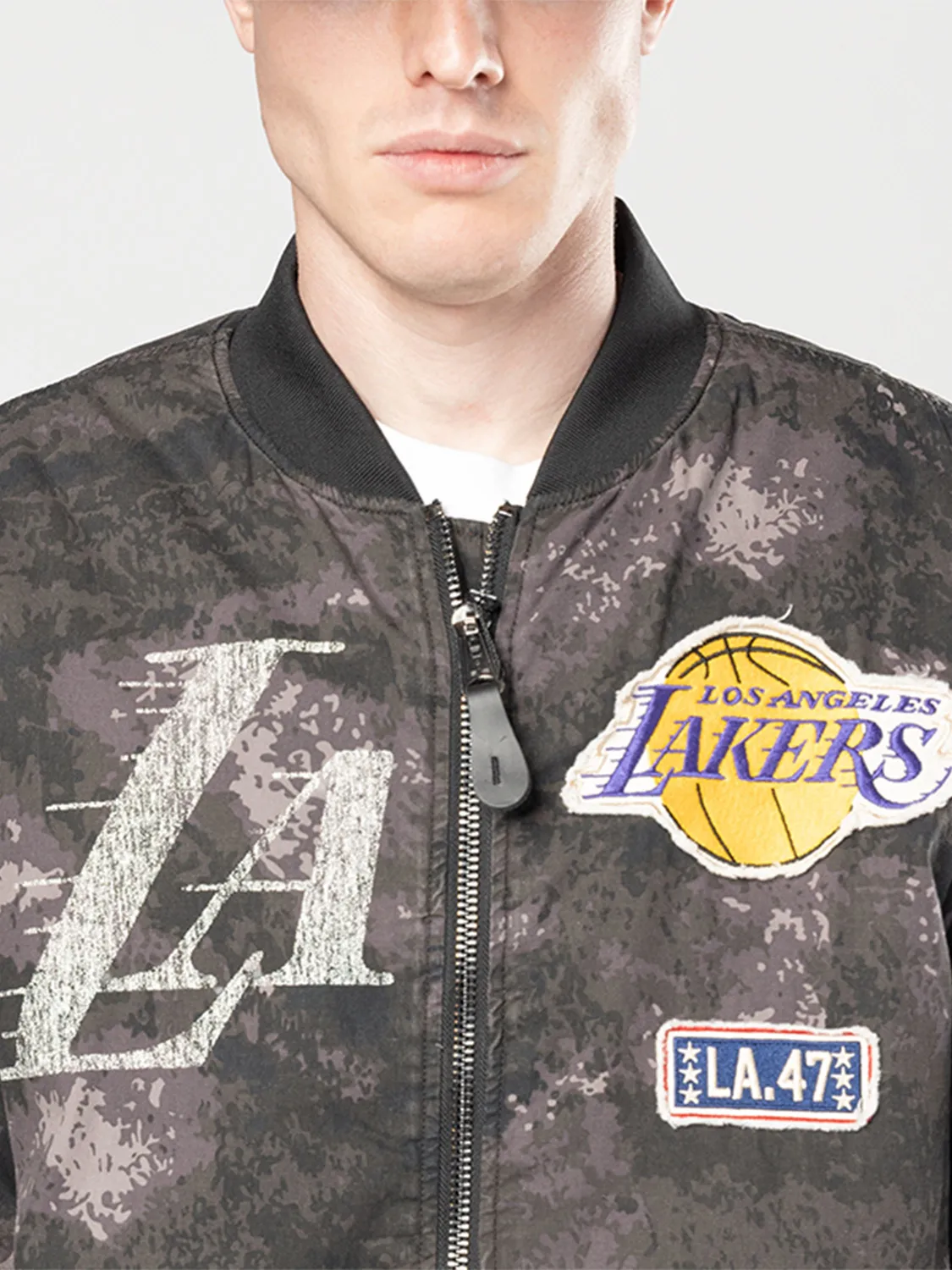 Alpha Industries MA-1 Lakers geacă bomber negru camuflaj