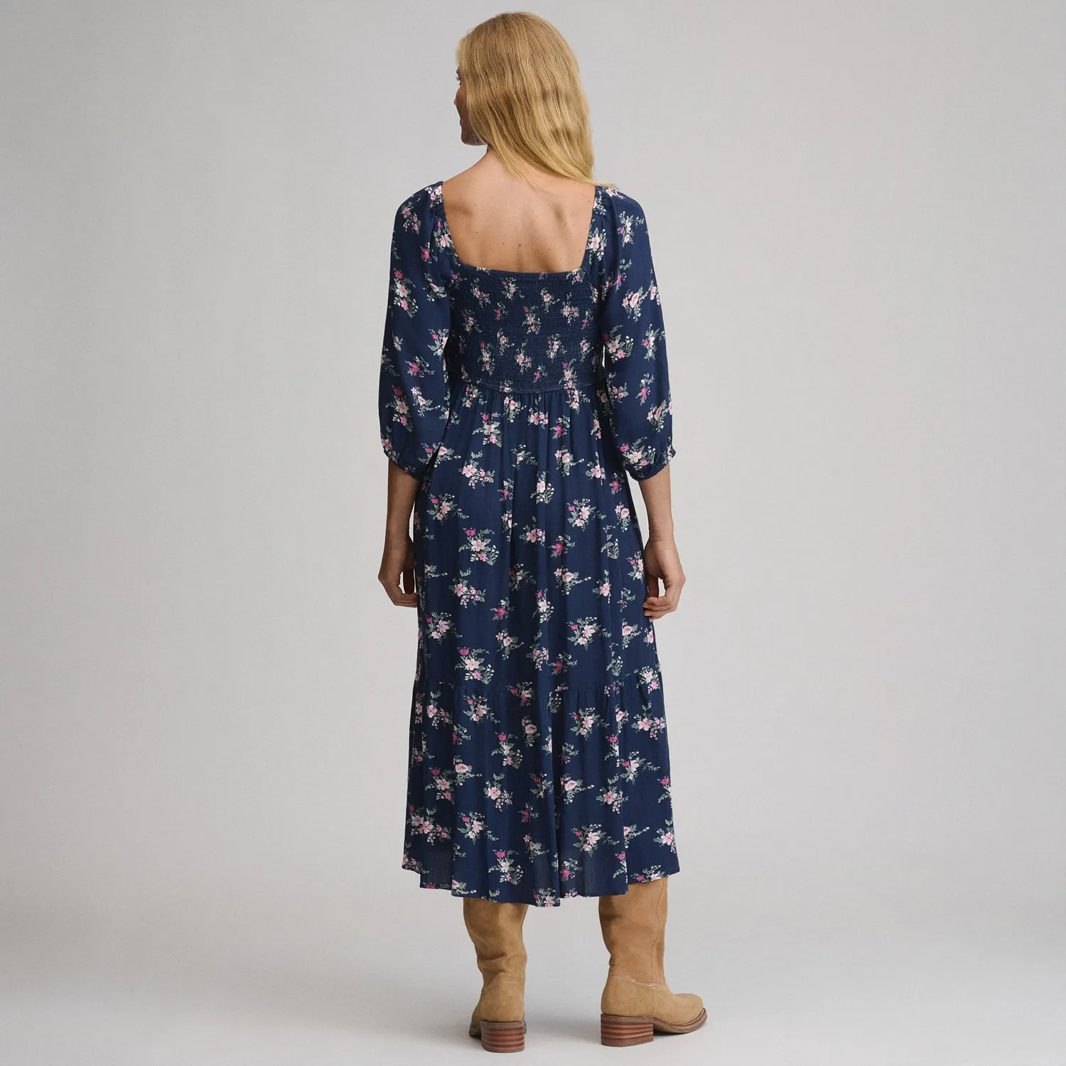 Eddie Bauer Smocked Bodice rochie dama Brook maneca 3/4
