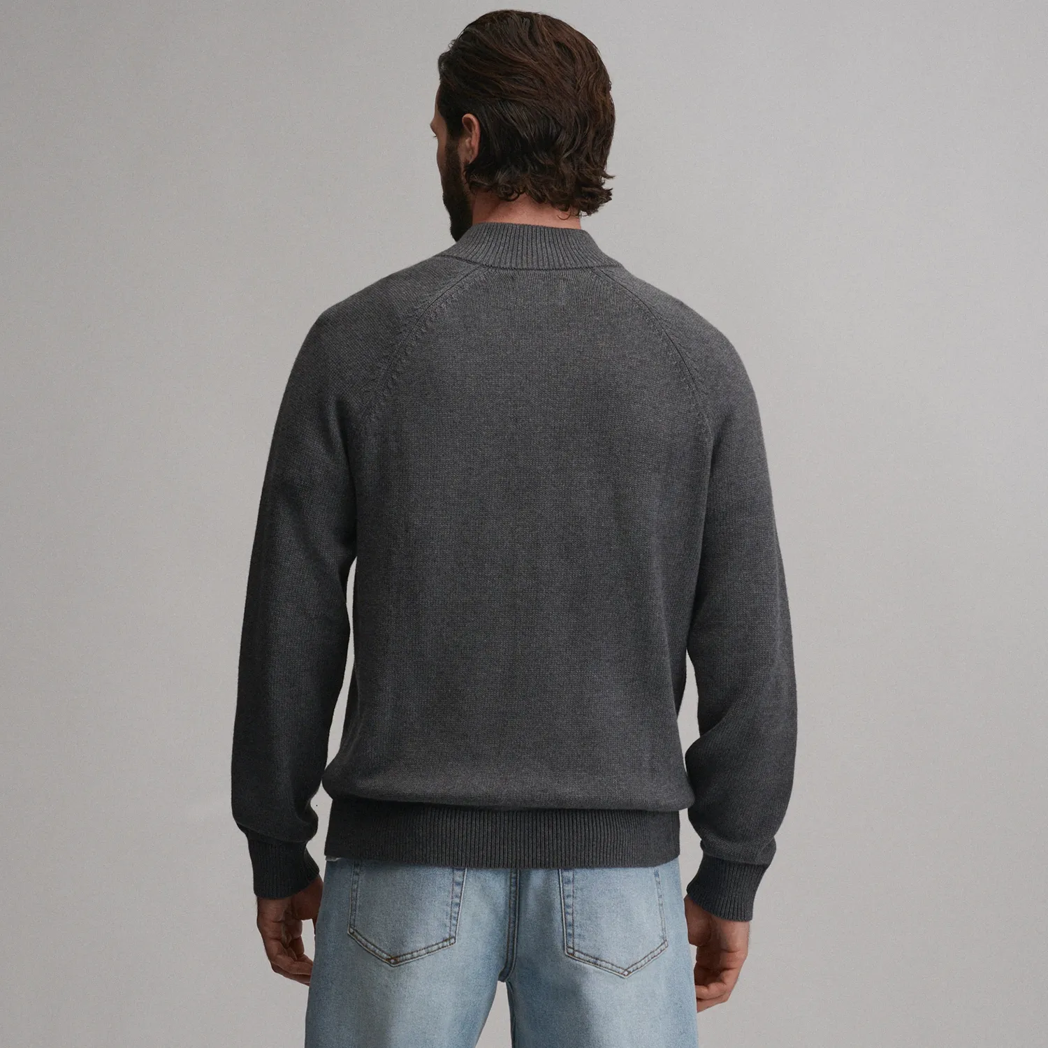 Eddie Bauer Classic Quarter-Zip pulover Heather Oatmeal călduros