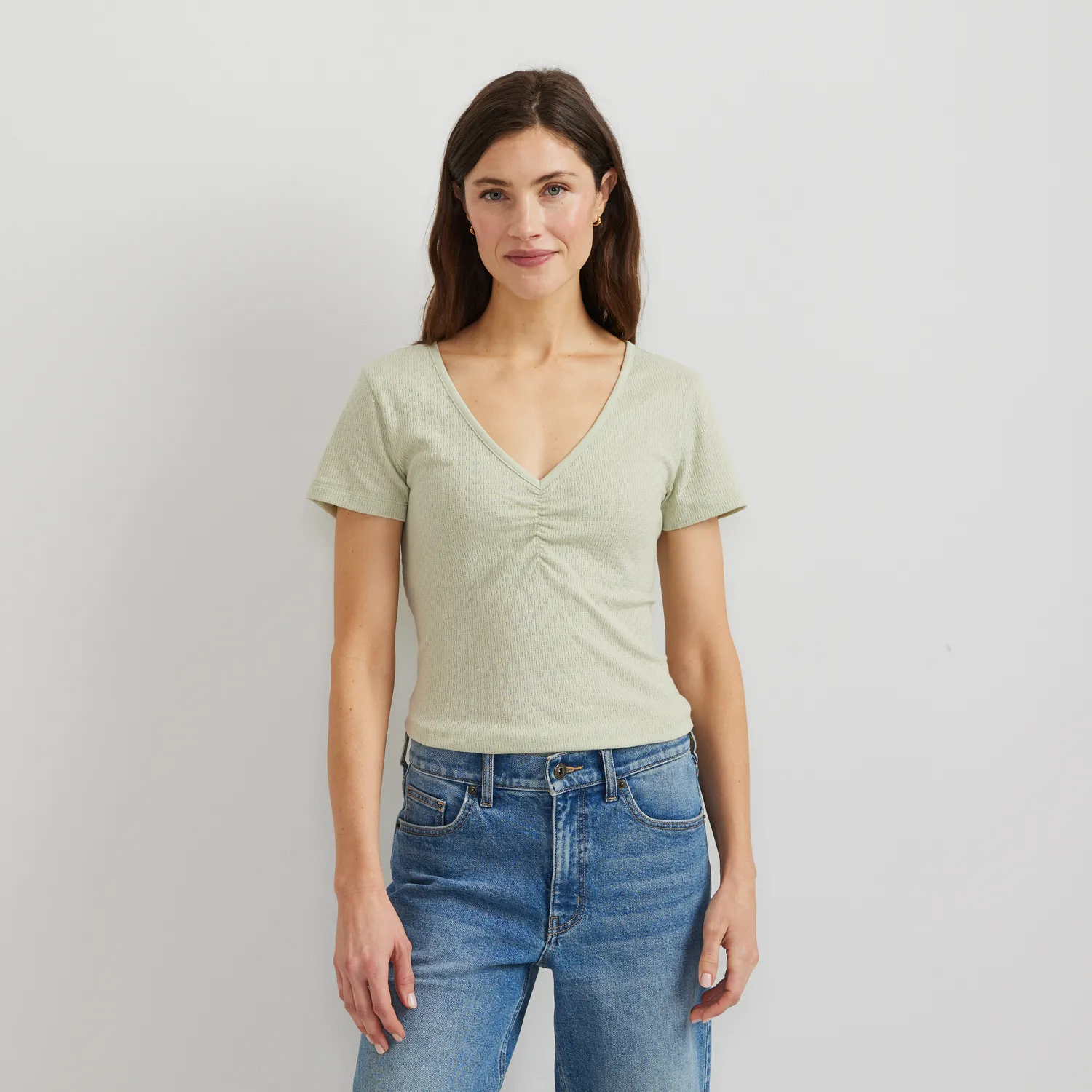 Eddie Bauer Pointelle Dobby camasa dama albastra vaporoasa