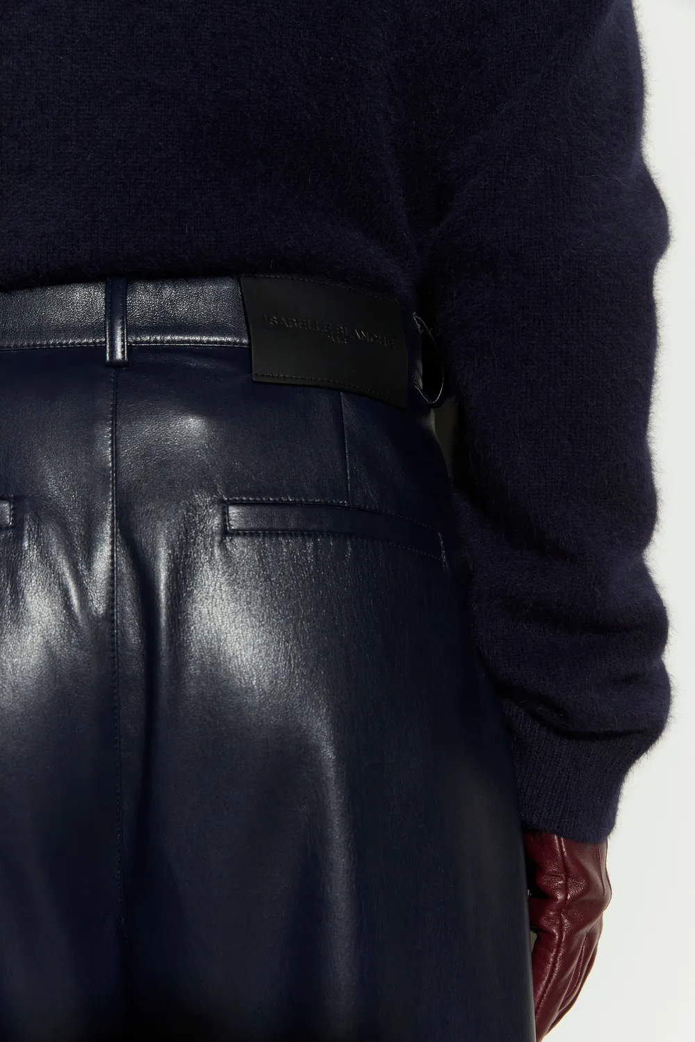 Isabelle Blanche pantaloni piele blue nights barrel