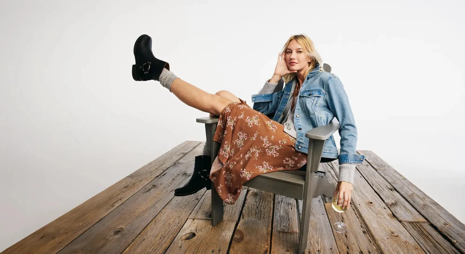 Eddie Bauer Authentic geaca denim dama alba elastica