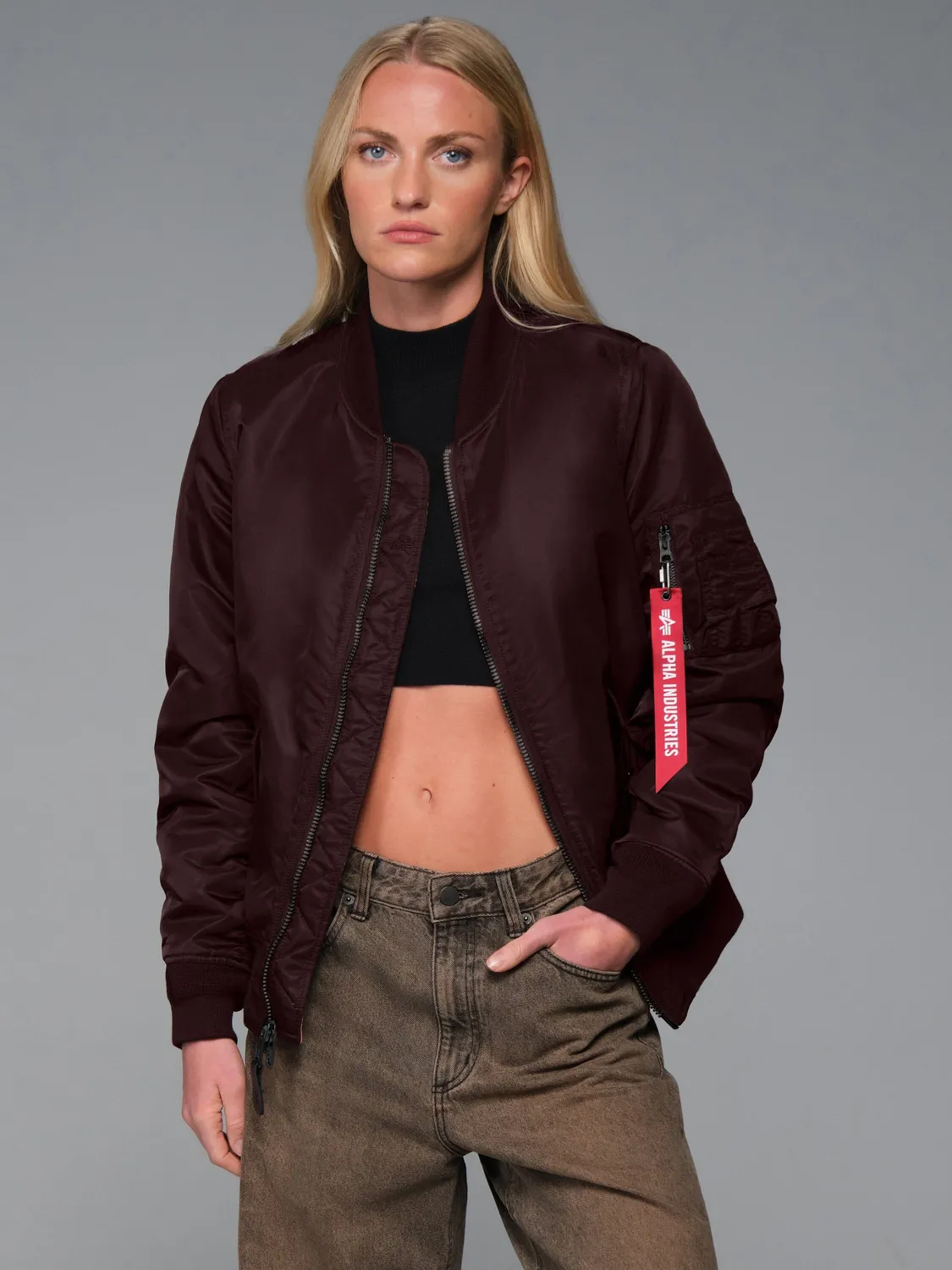 Alpha Industries MA-1 geaca bomber dama neagra reversibila