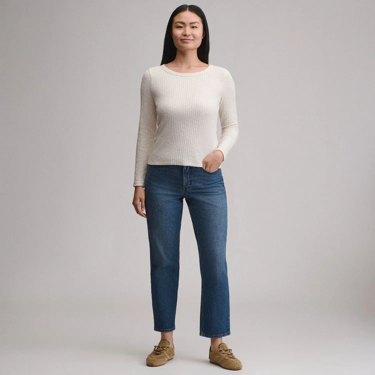 Eddie Bauer Hacci Rib bluza dama ivory moale
