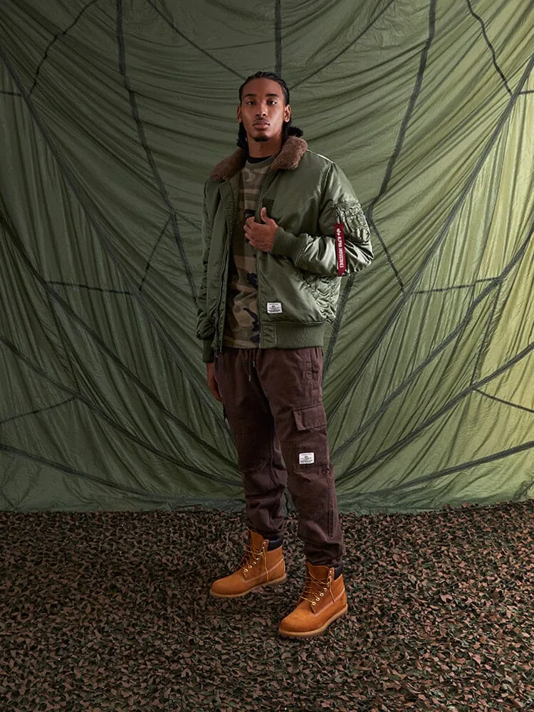 Alpha Industries B-15 Mod geaca bomber negru guler blana
