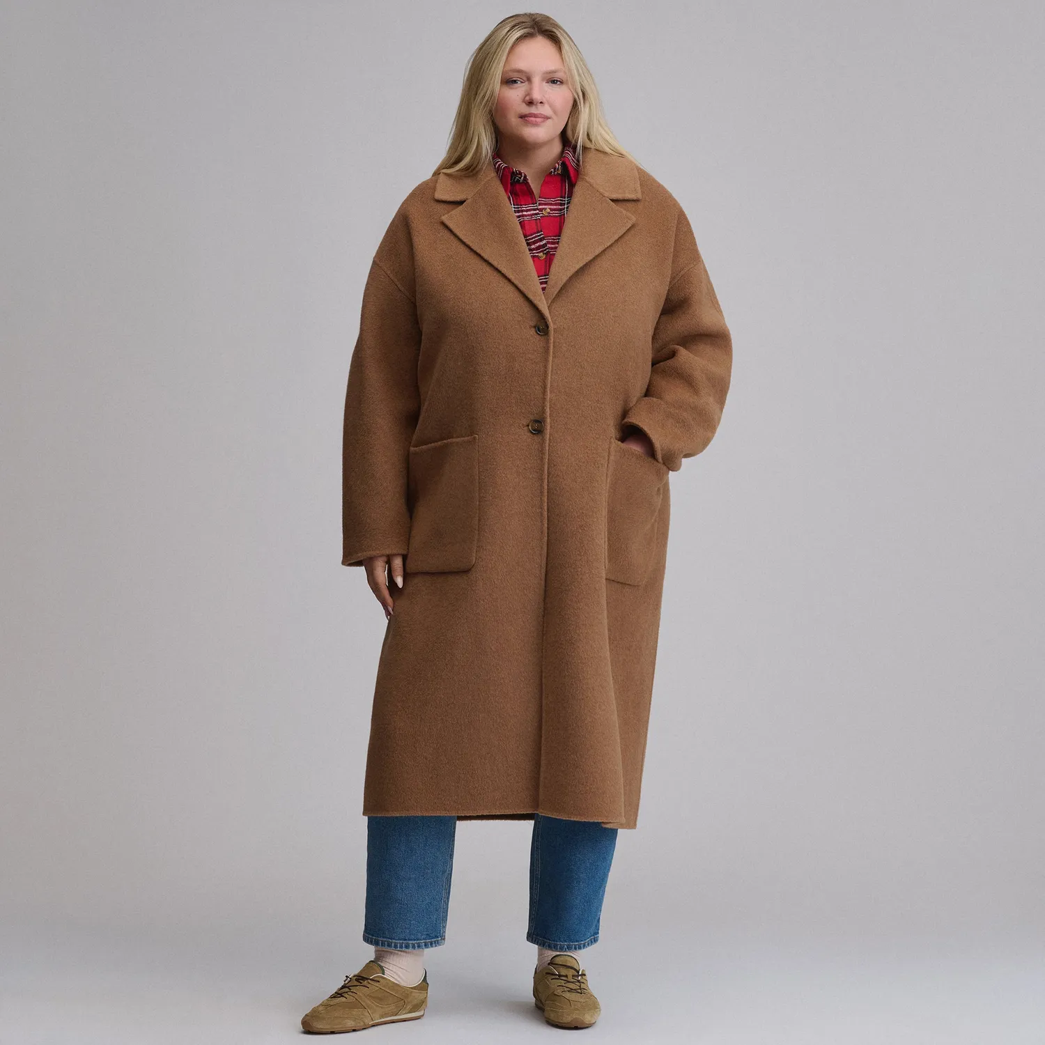 Eddie Bauer Wool Blend Trench palton damă Camel din lână