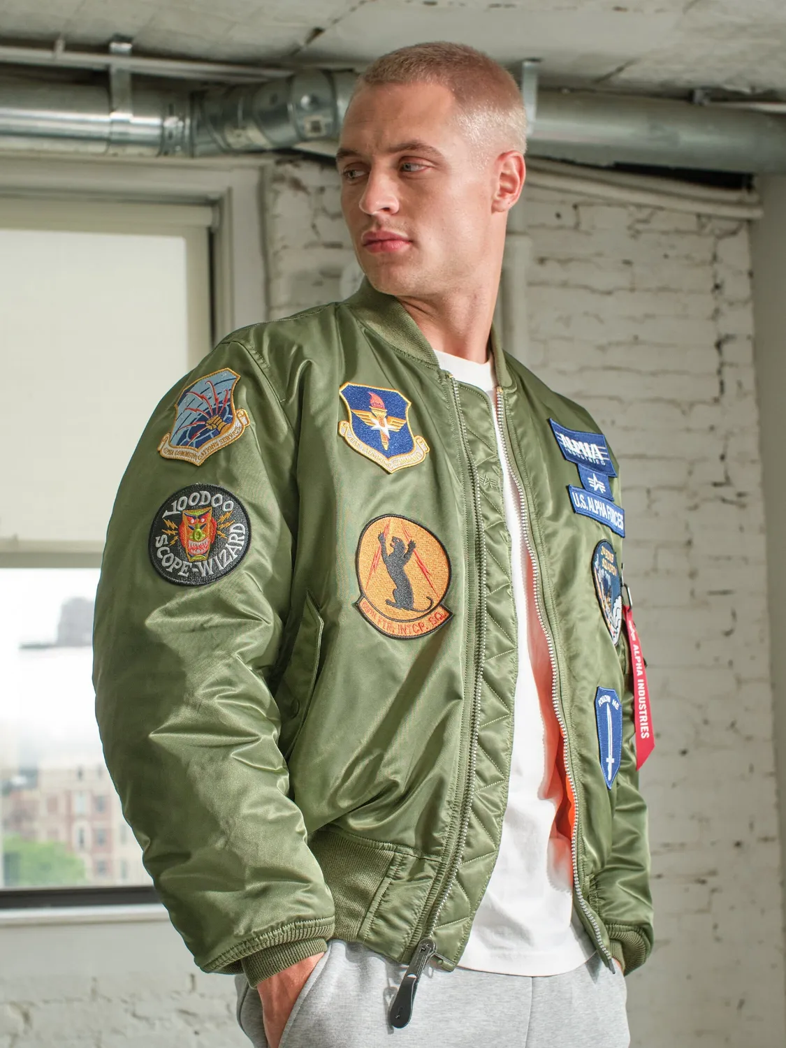 Alpha Industries MA-1 Squadron geaca bomber sage rezistenta la apa