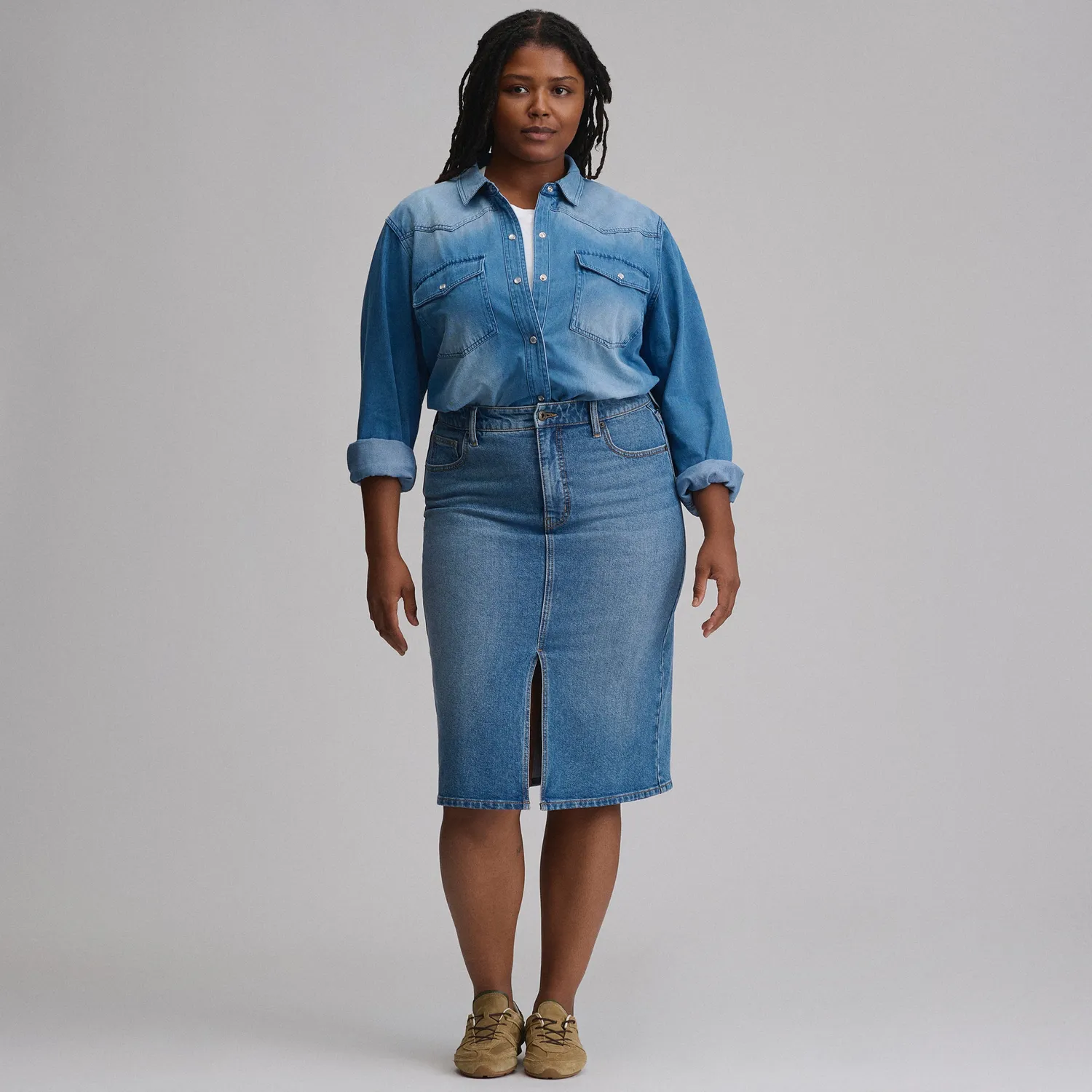 Eddie Bauer Iconic fusta denim dama Vintage clasica