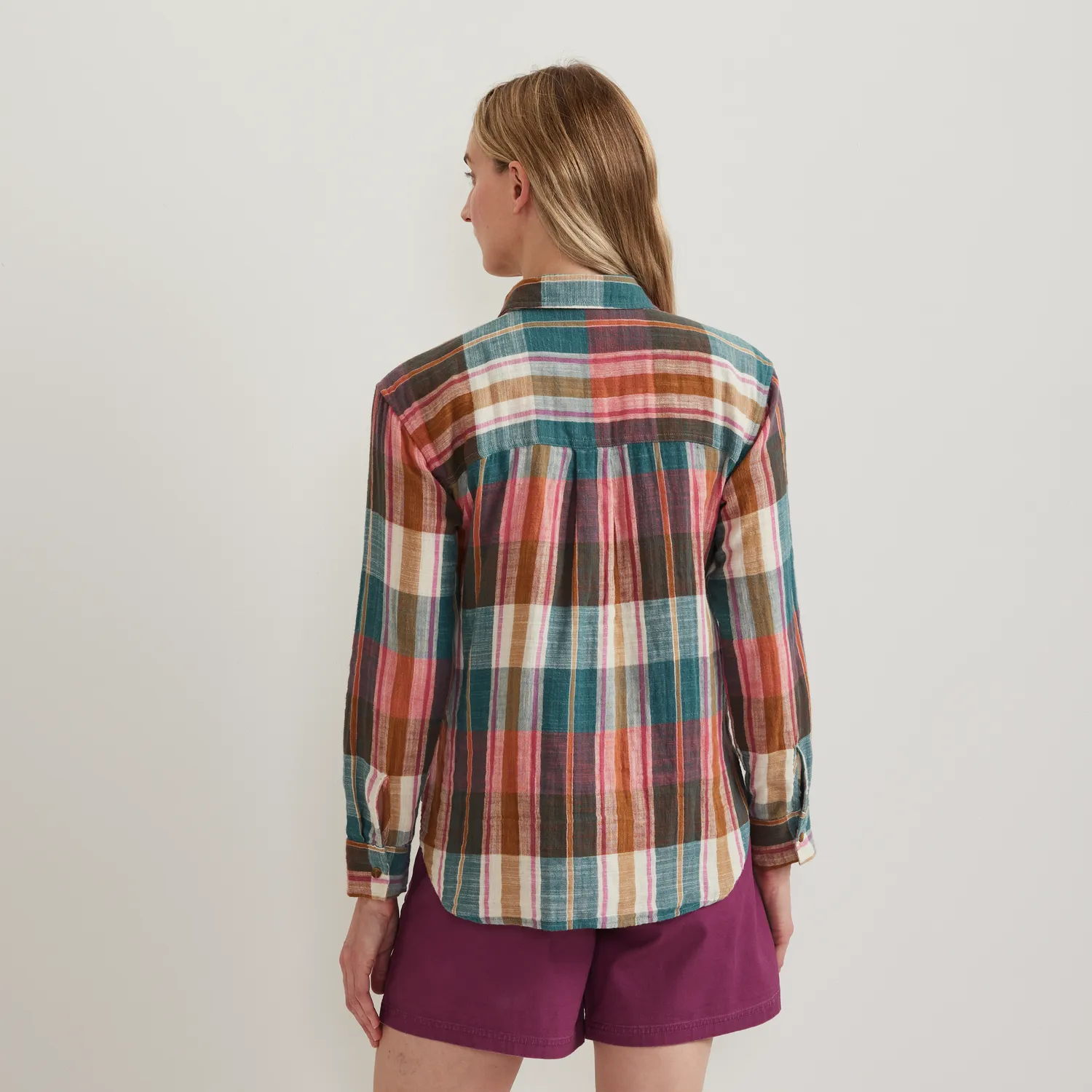 Eddie Bauer Cotton Slub camasa dama carouri roz