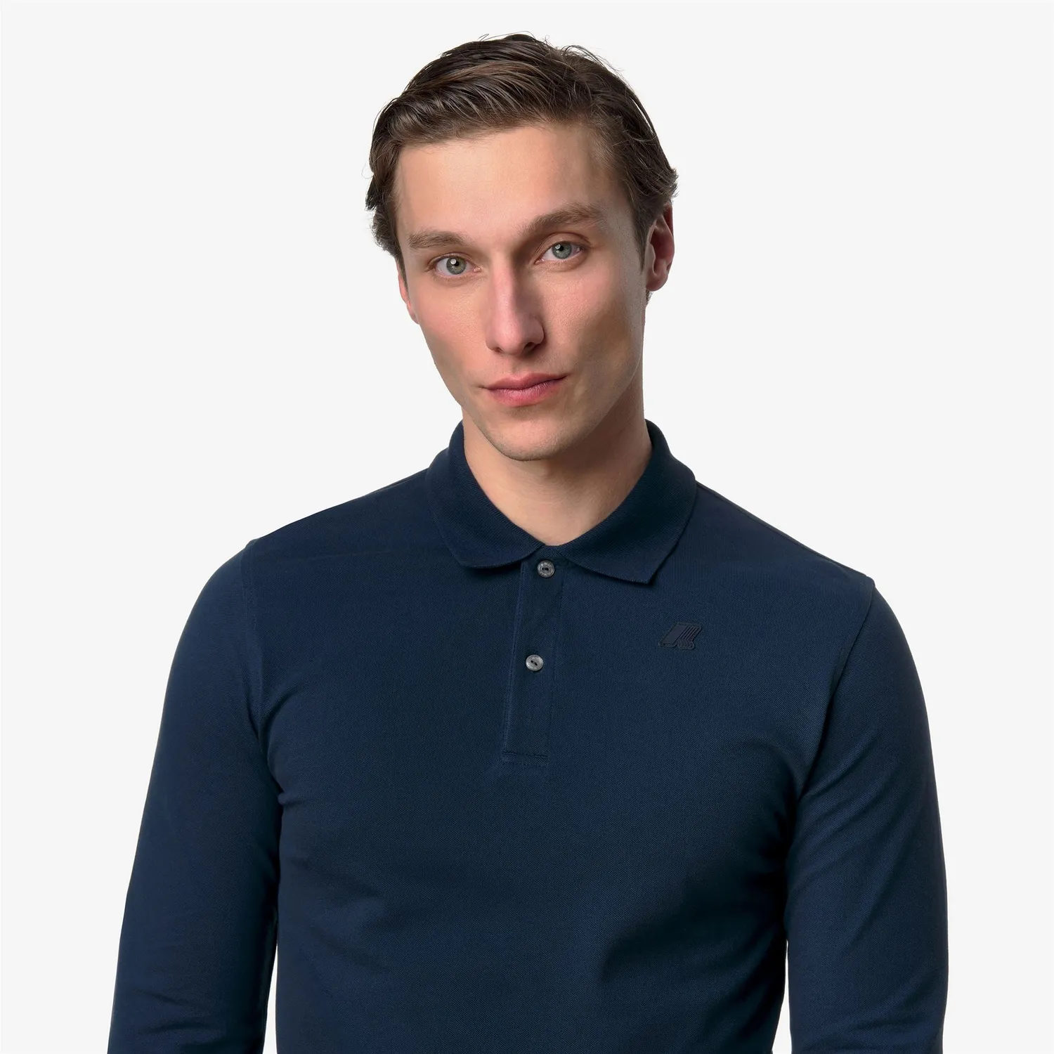 K-Way Monju Pique Slim polo barbati albastru maneca lunga
