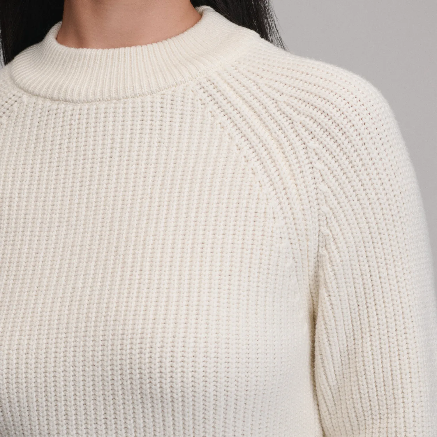 Eddie Bauer Solid Mock-Neck pulover Ivory calduros