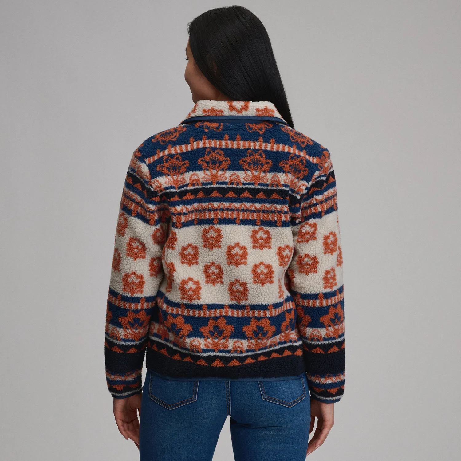 Eddie Bauer Printed geaca fleece dama cu nasturi calda