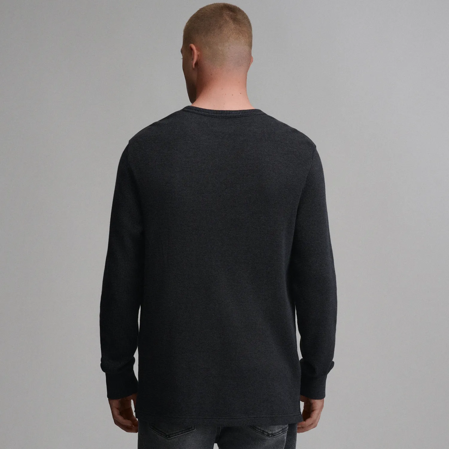 Eddie Bauer Plaited Waffle Thermal Crew bluză Whistle Blue călduroasă