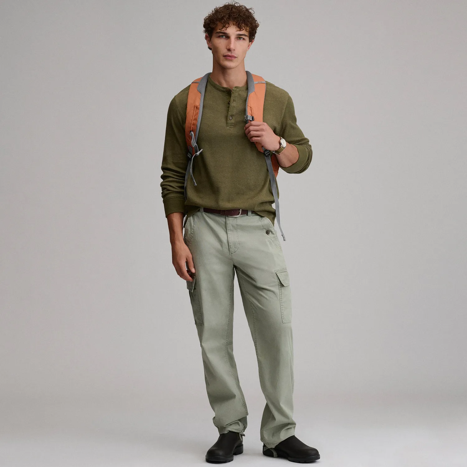 Eddie Bauer Birds Eye Henley Termic Barbati Gri