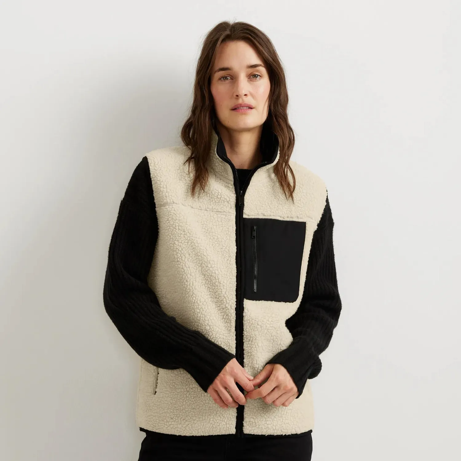 Eddie Bauer Chilali vesta crem dama din fleece gros