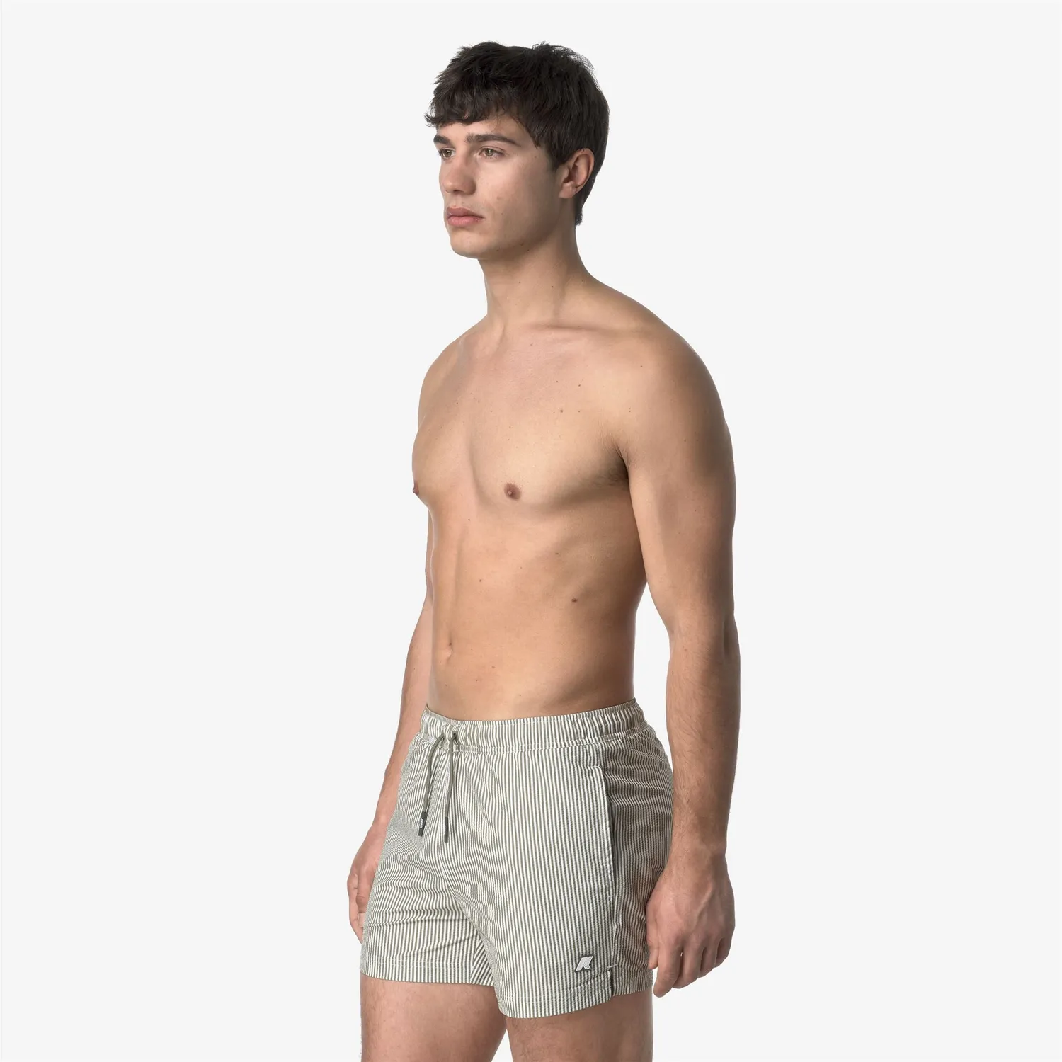 K-Way Hazel Mid Stripes șort baie bărbați alb-verde