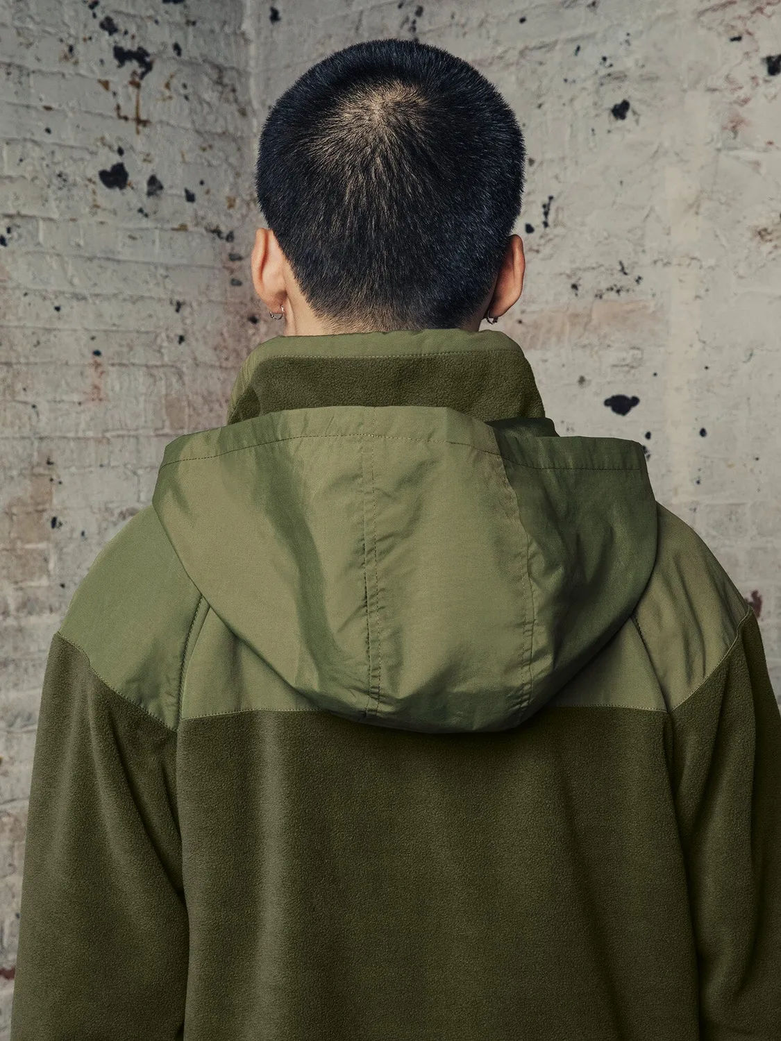 Alpha Industries Mixed Media hanorac polar Dark Green cu gluga