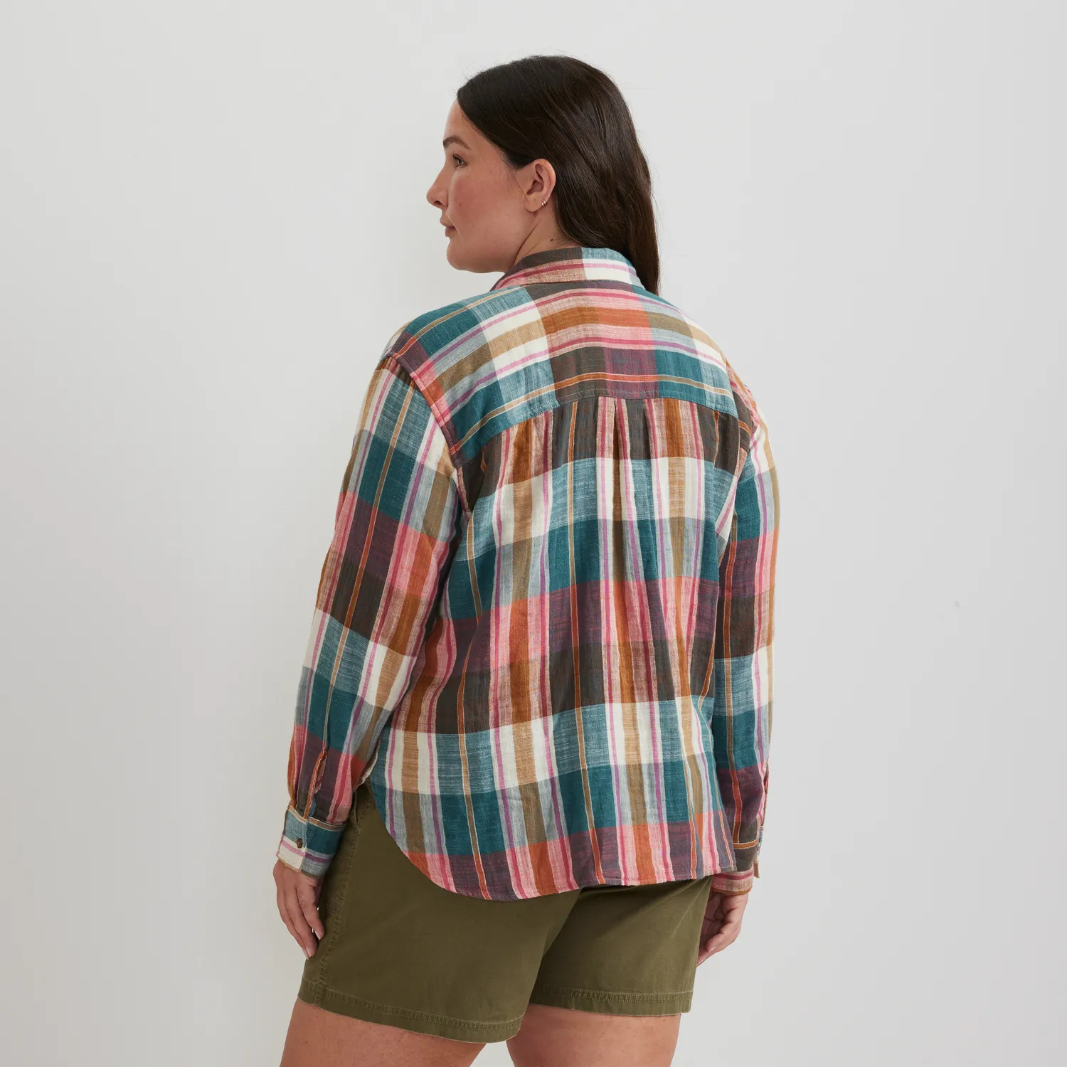 Eddie Bauer Cotton Slub camasa dama carouri roz