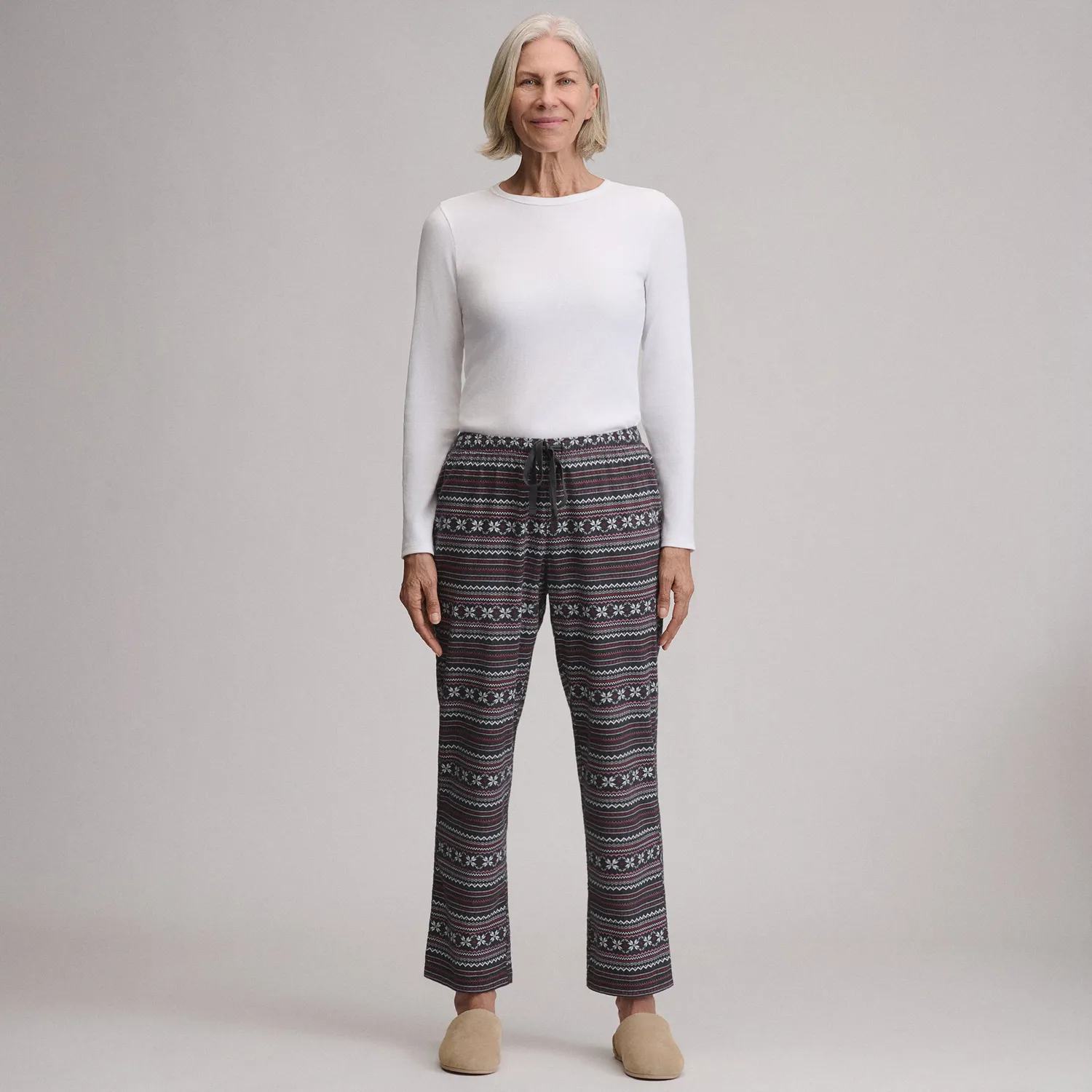 Eddie Bauer Stines pantaloni pijama flanel gri deschis