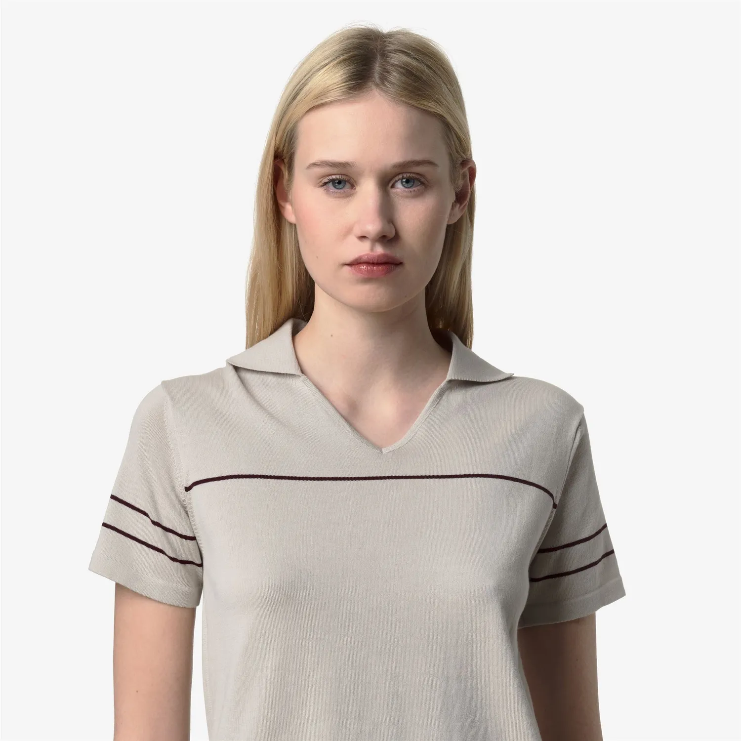 K-Way Mazardy Stripes polo tricot bej dungi