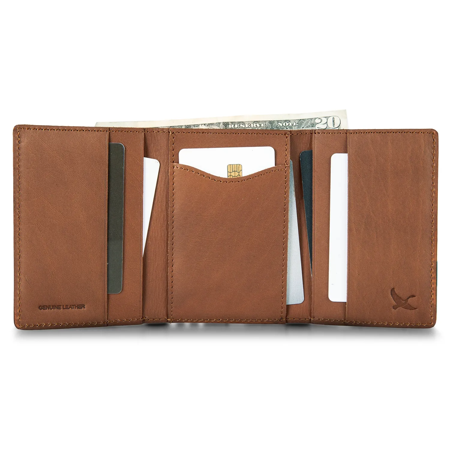 Eddie Bauer Outdoor Leather Trifold portofel maro piele naturala