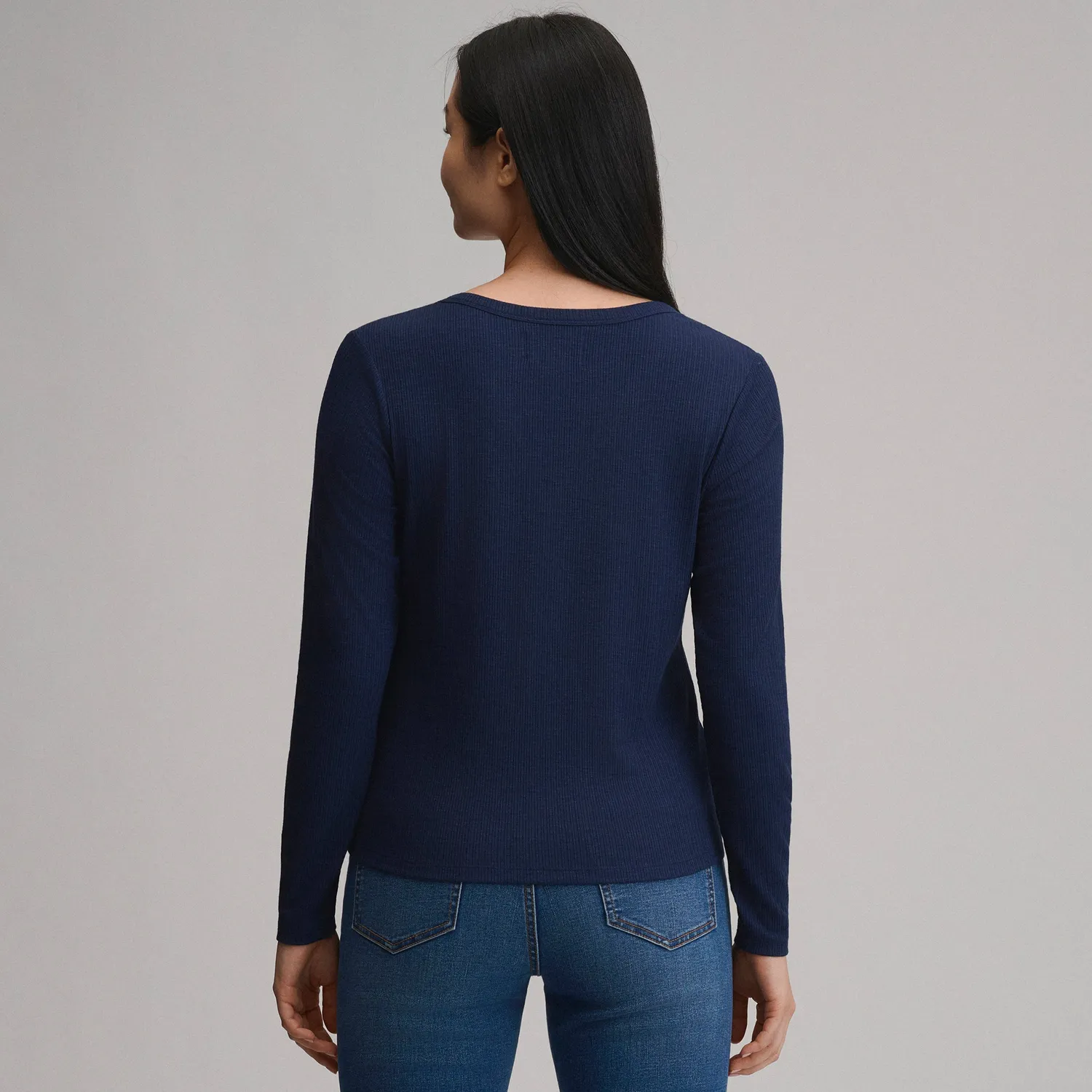 Eddie Bauer Multi Button Henley bluză gri deschis