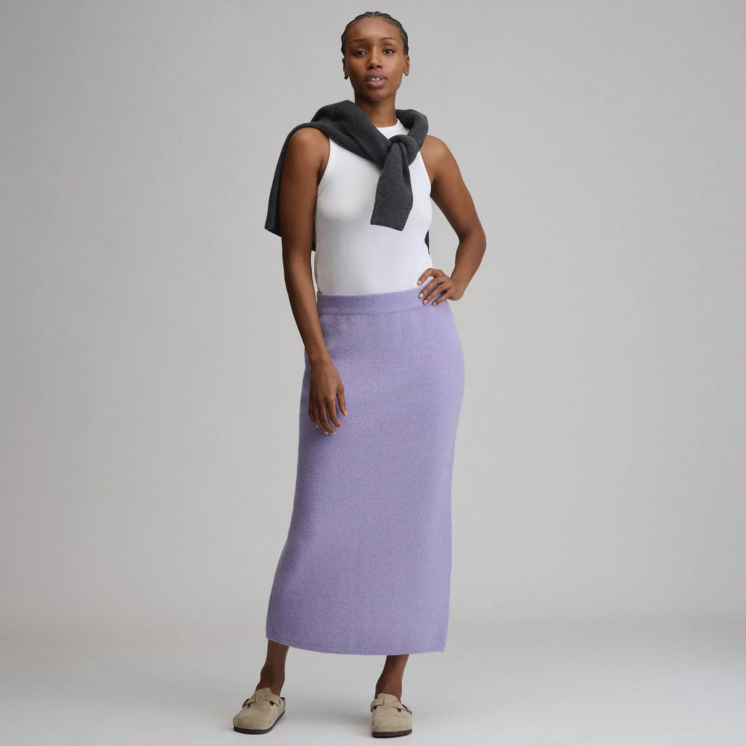 Eddie Bauer Sweater Skirt fusta midi femei gri calduroasa