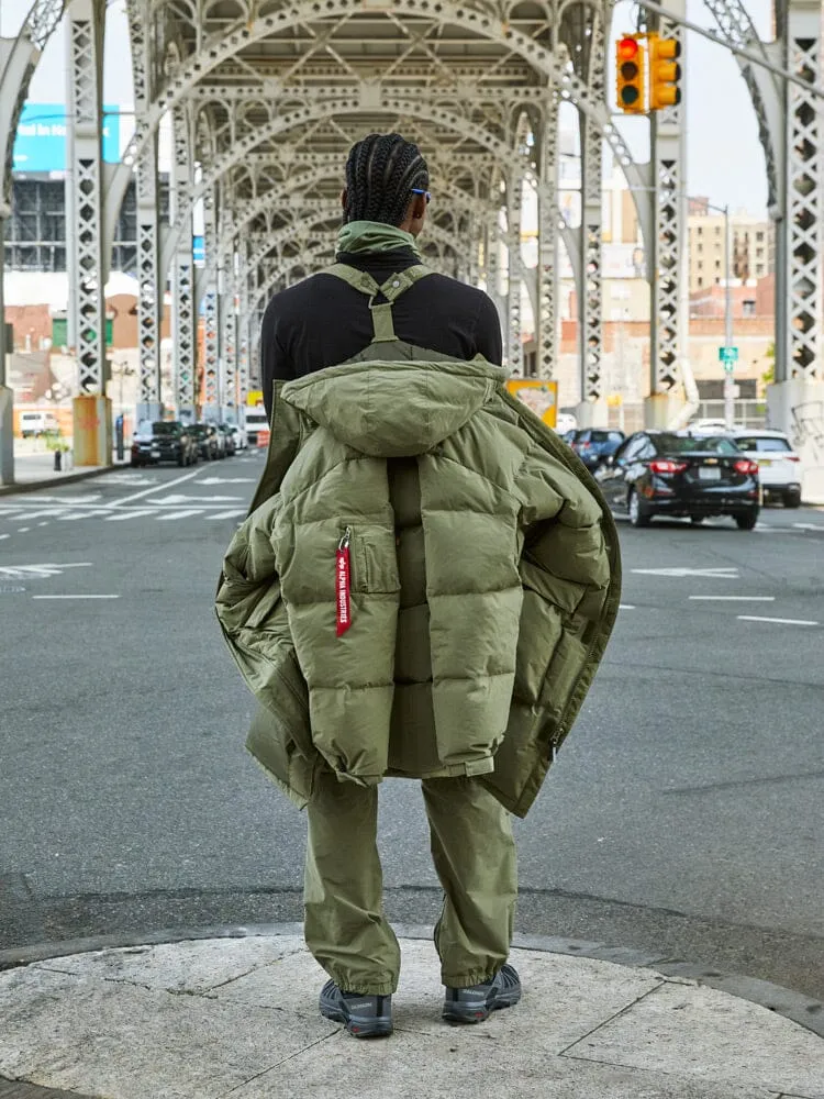 Alpha Industries Long Puffer parka verde puf rezistenta la apa