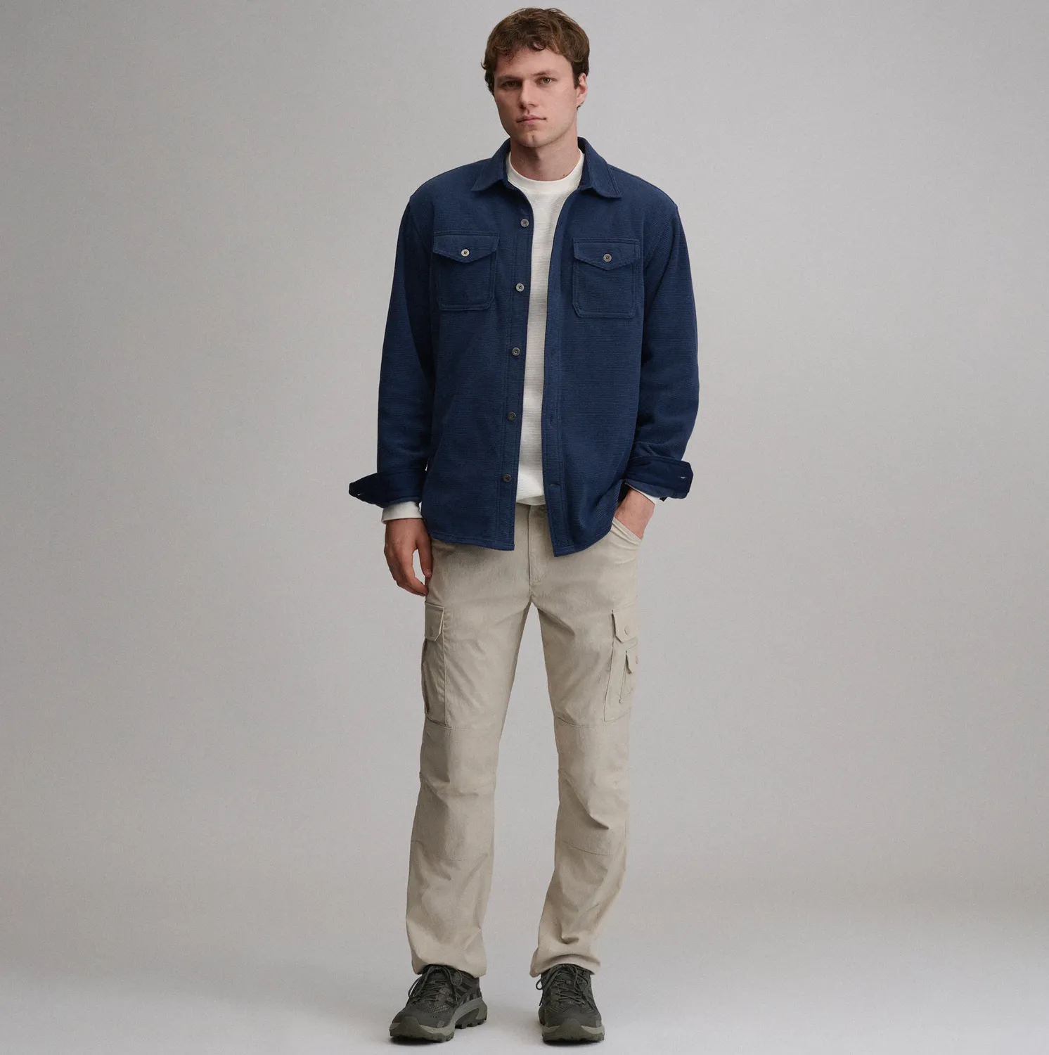 Eddie Bauer Chutes Microfleece Shirt bluza Meridian Blue fleece