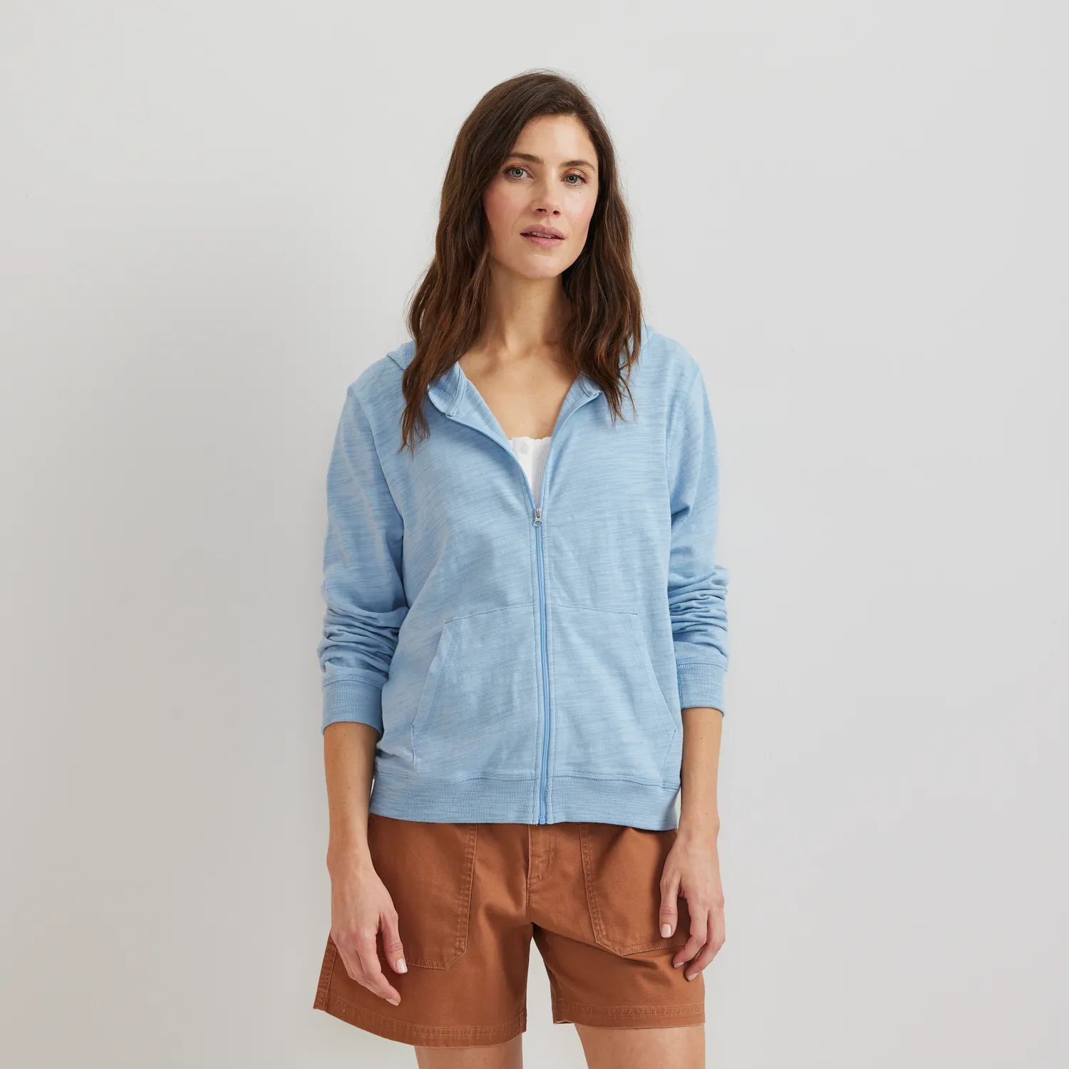 Eddie Bauer Waverly Cotton Slub hanorac Vintage Rose cu fermoar