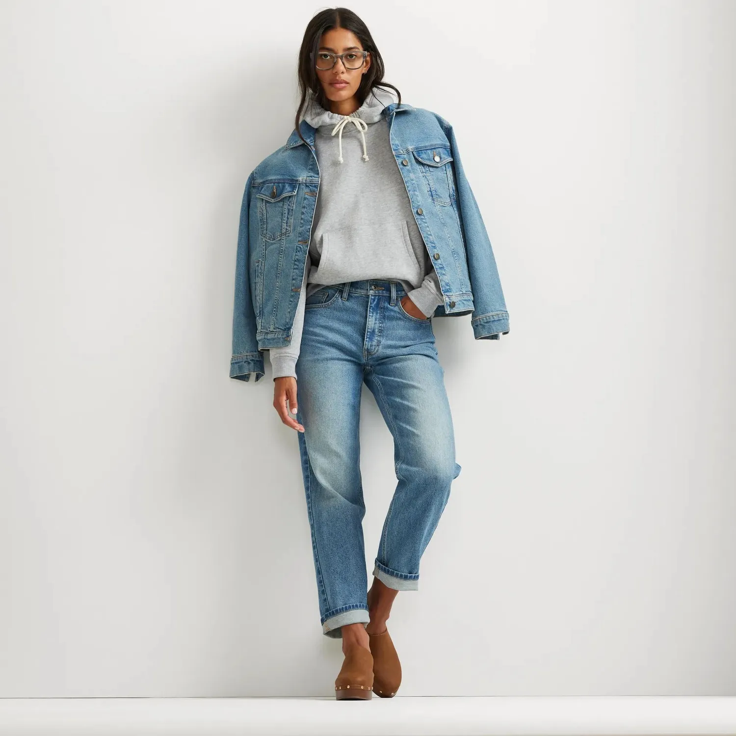 Eddie Bauer Authentic geaca denim dama alba elastica