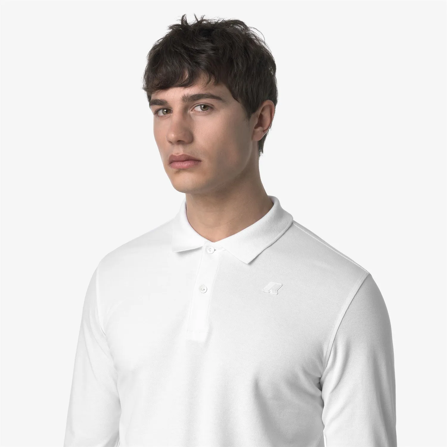 K-Way Monju Pique Slim polo barbati alb maneca lunga