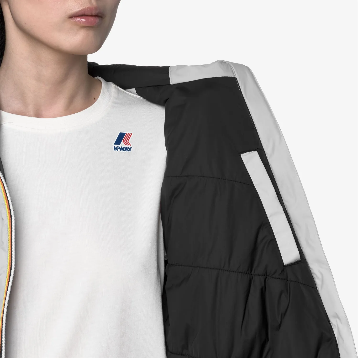 K-Way Le Vrai 4.0 Delia Warm palton 3/4 gri impermeabil