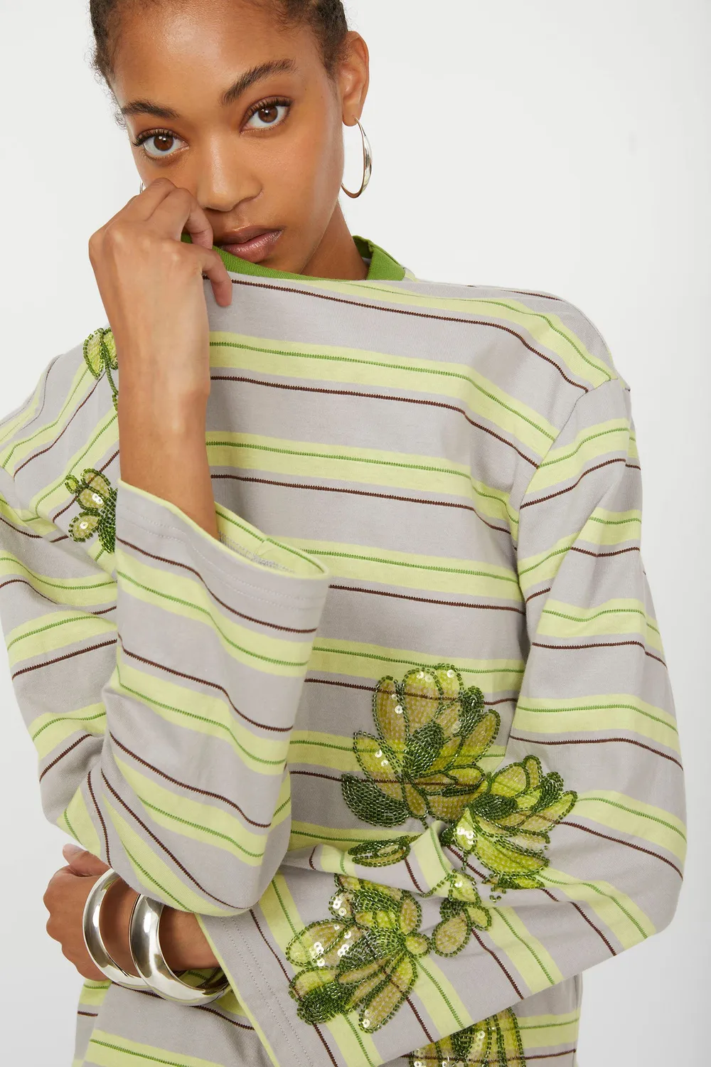 Isabelle Blanche tricou dungi bumbac limonade