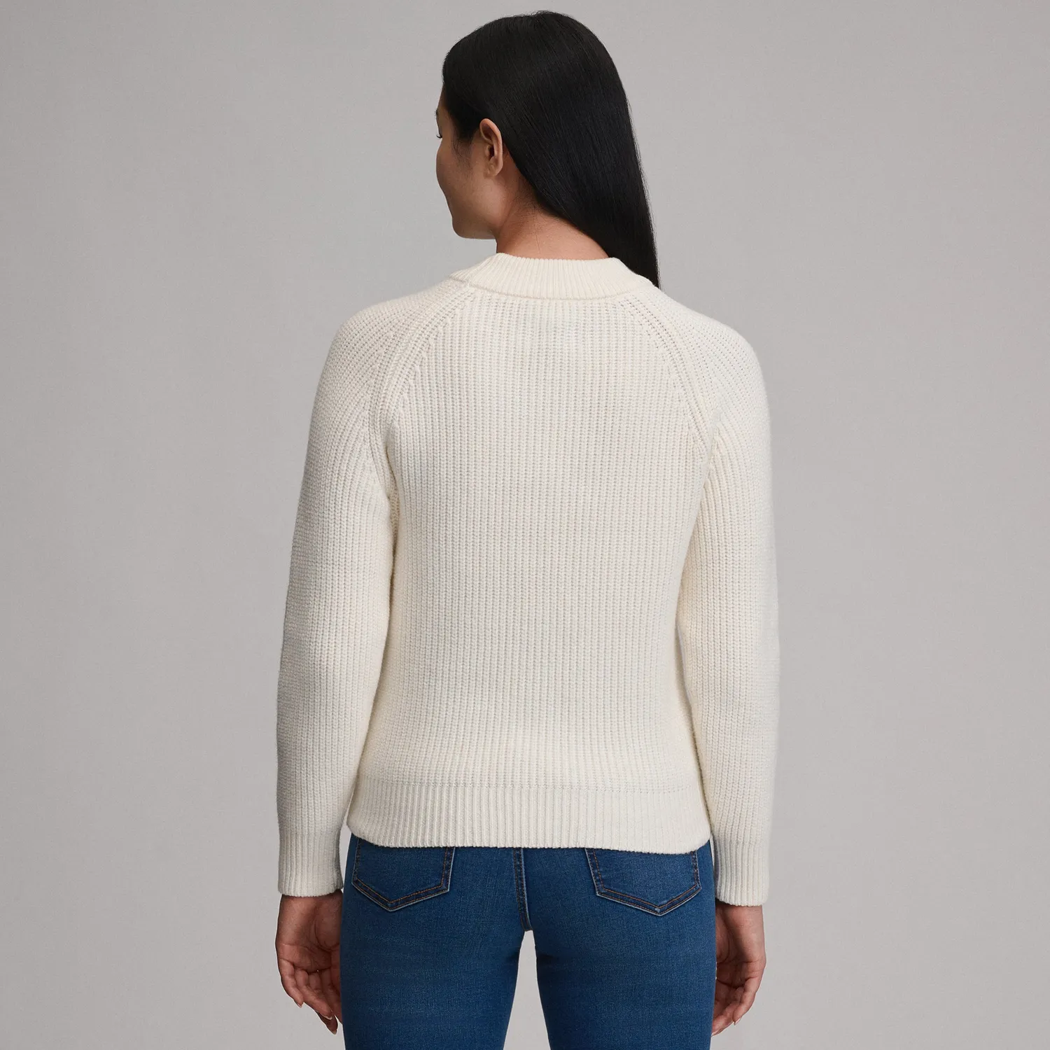 Eddie Bauer Solid Mock-Neck pulover Ivory calduros