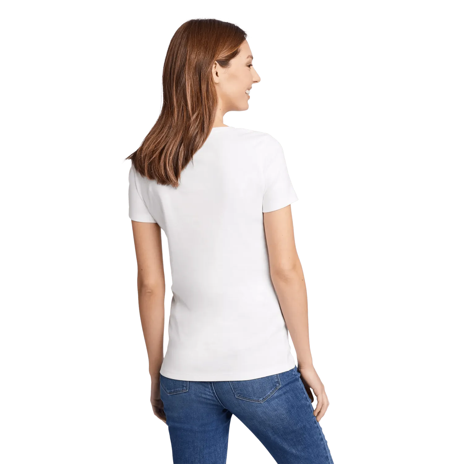 Eddie Bauer Favorite Fav Short-Sleeve V-Neck tricou alb bumbac