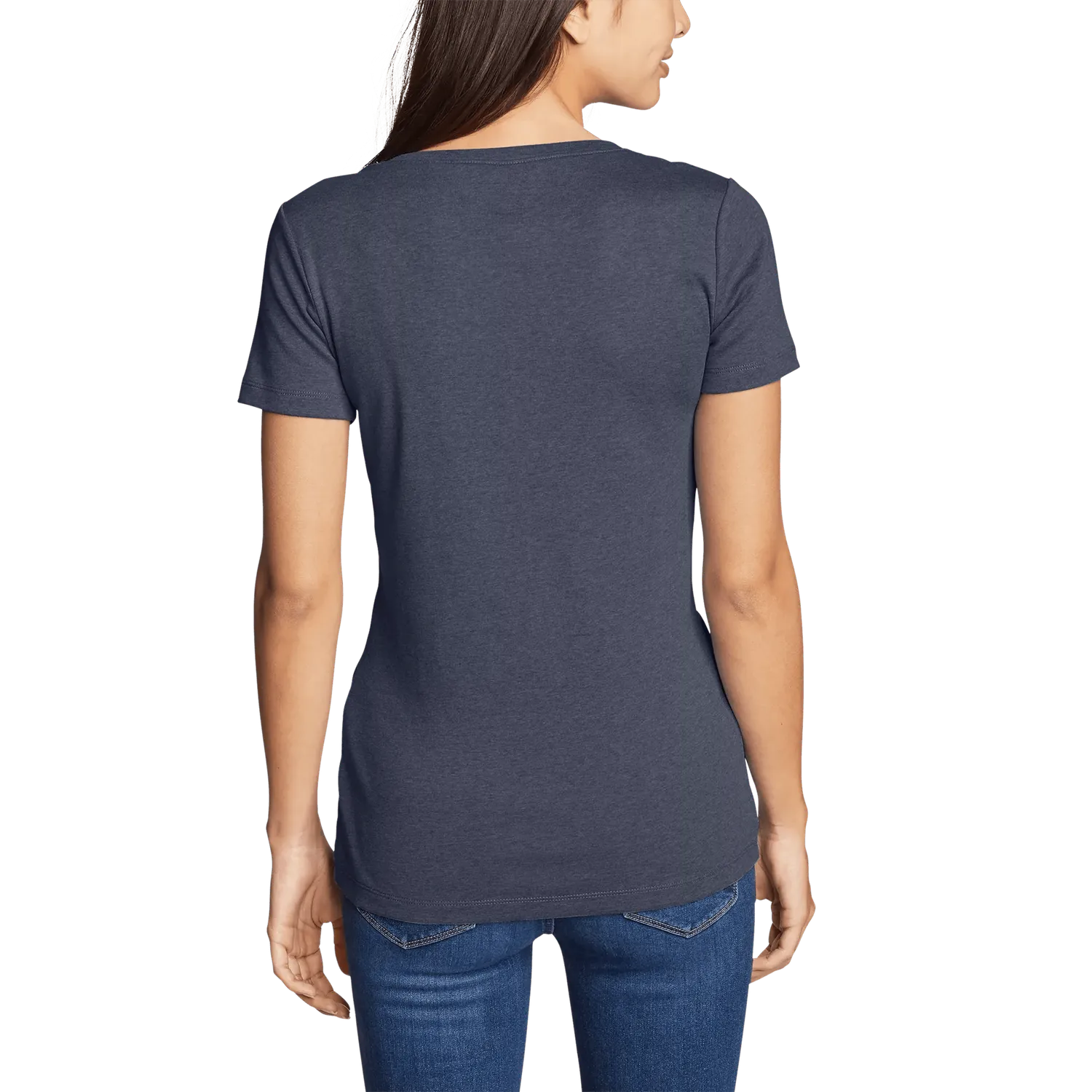 Eddie Bauer Favorite Fav Short-Sleeve V-Neck tricou alb bumbac