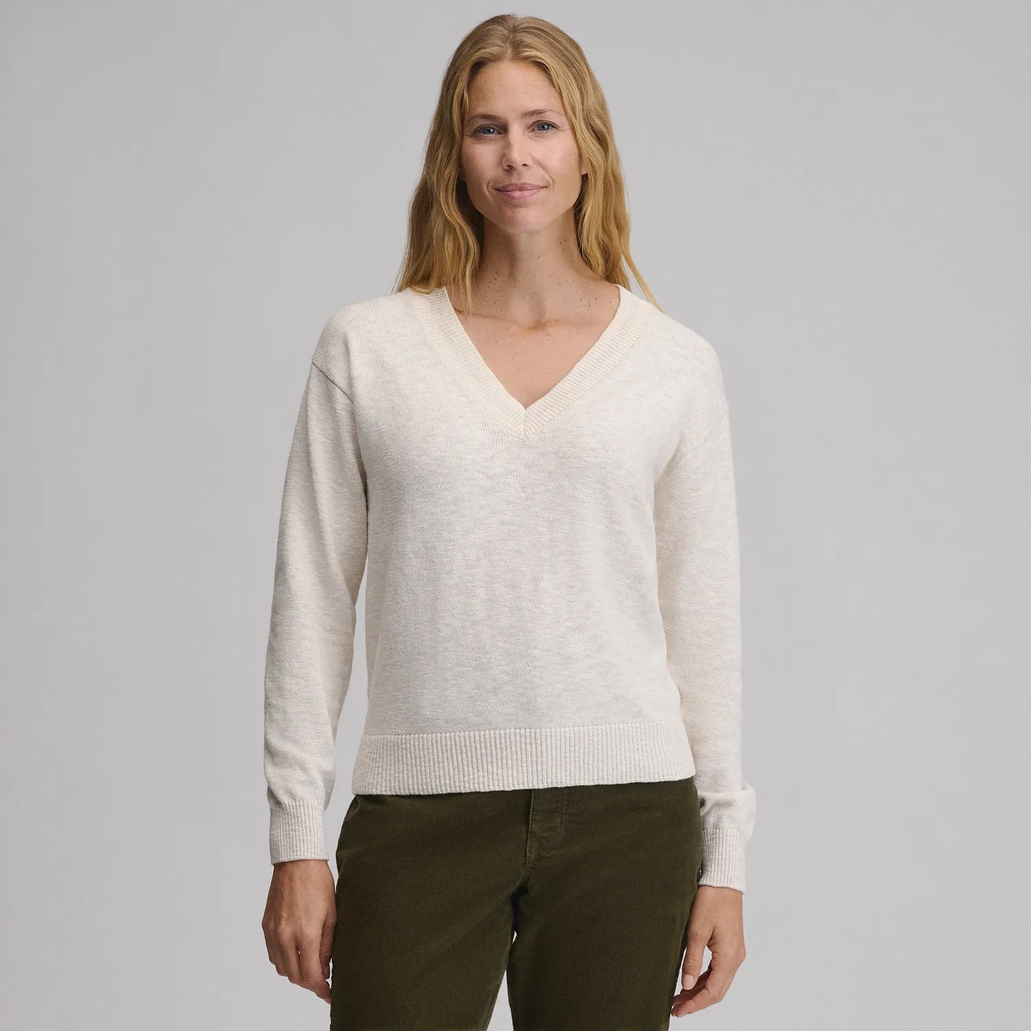 Eddie Bauer Everyday V-Neck pulover dama Dk Chambray