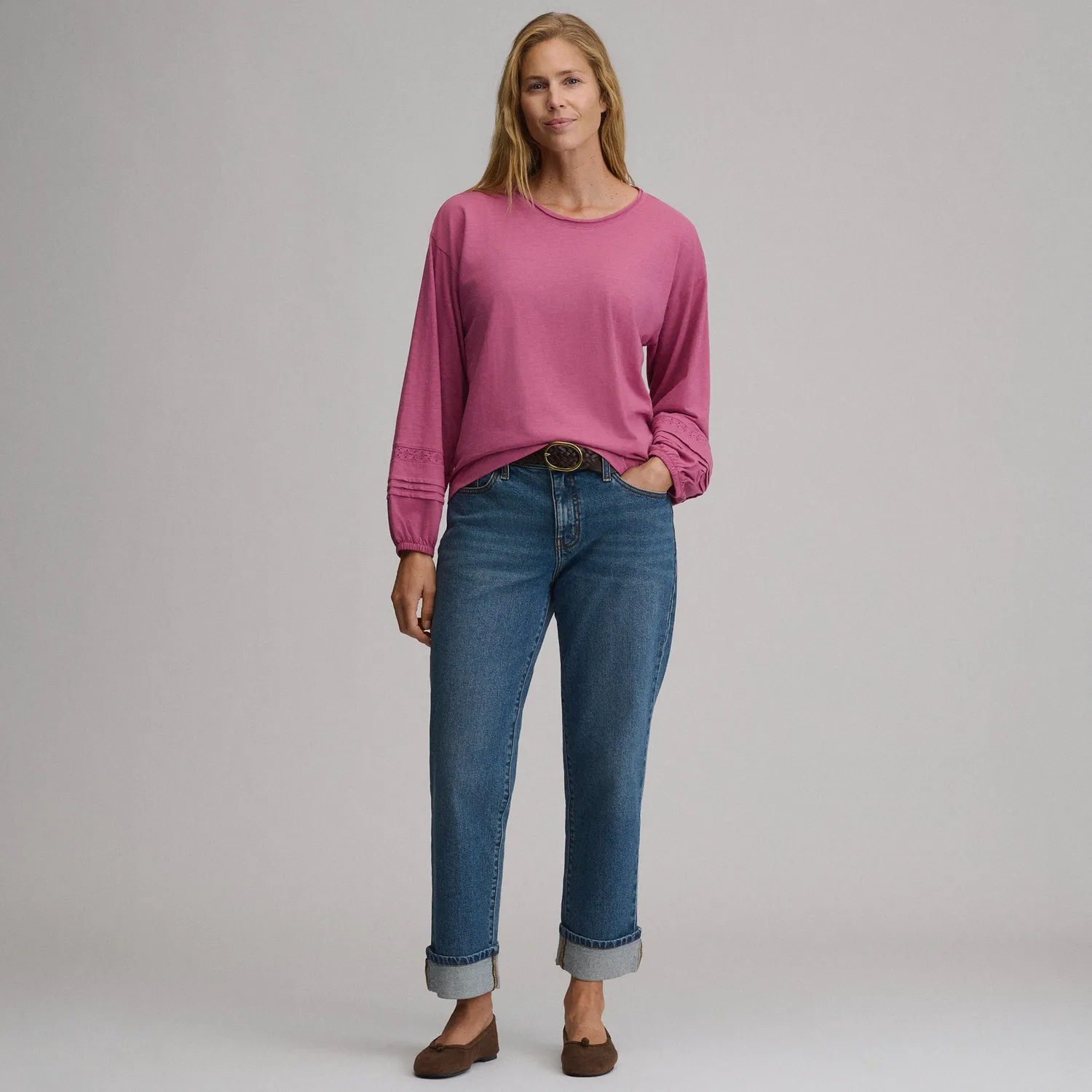 Eddie Bauer Soft Relaxed Top bluza Limestone lejera