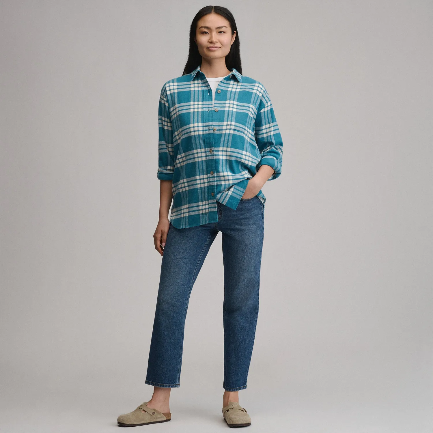 Eddie Bauer Field Flex camasa flanel dama roz relaxata