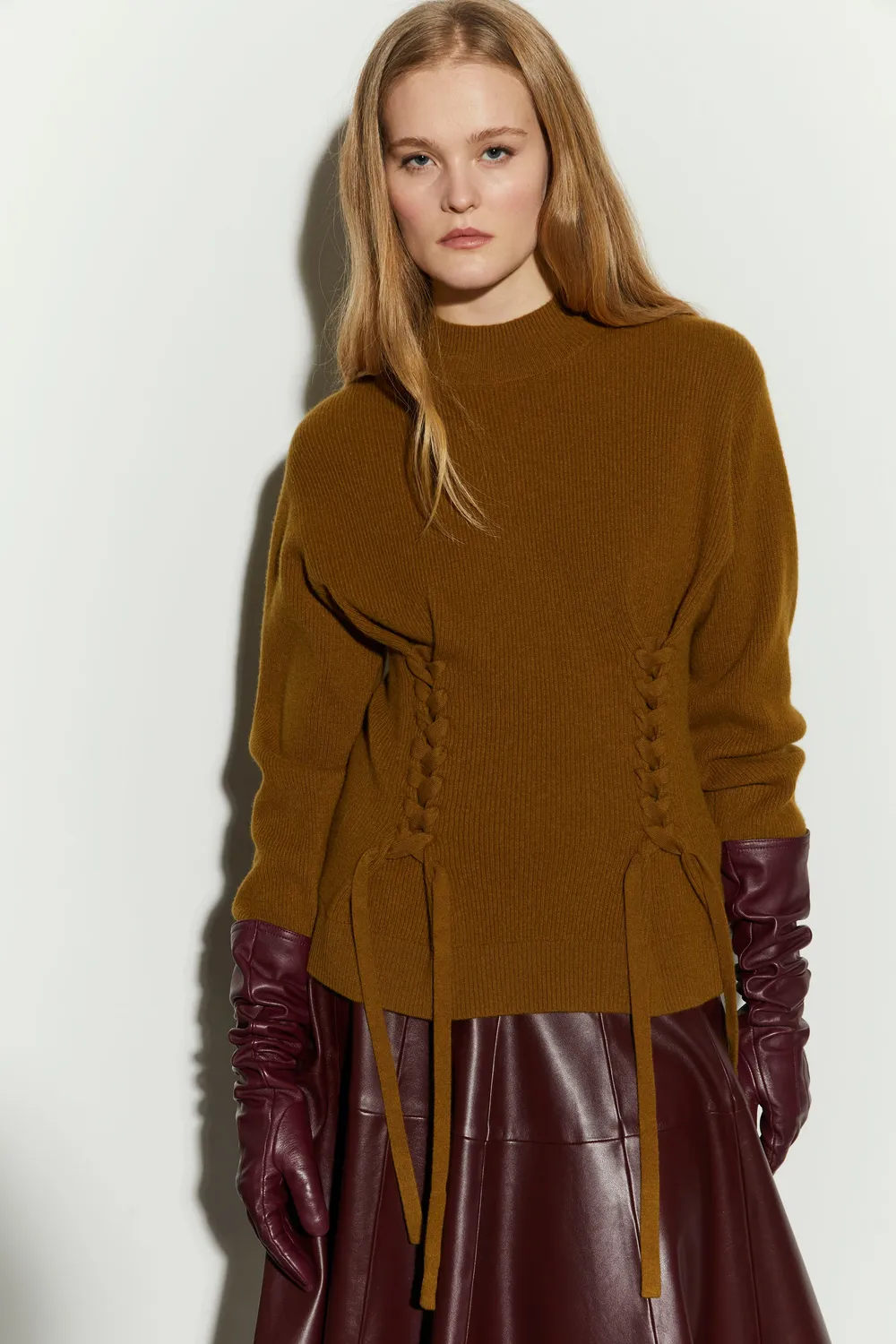 Isabelle Blanche pulover crem lana cu model tesut