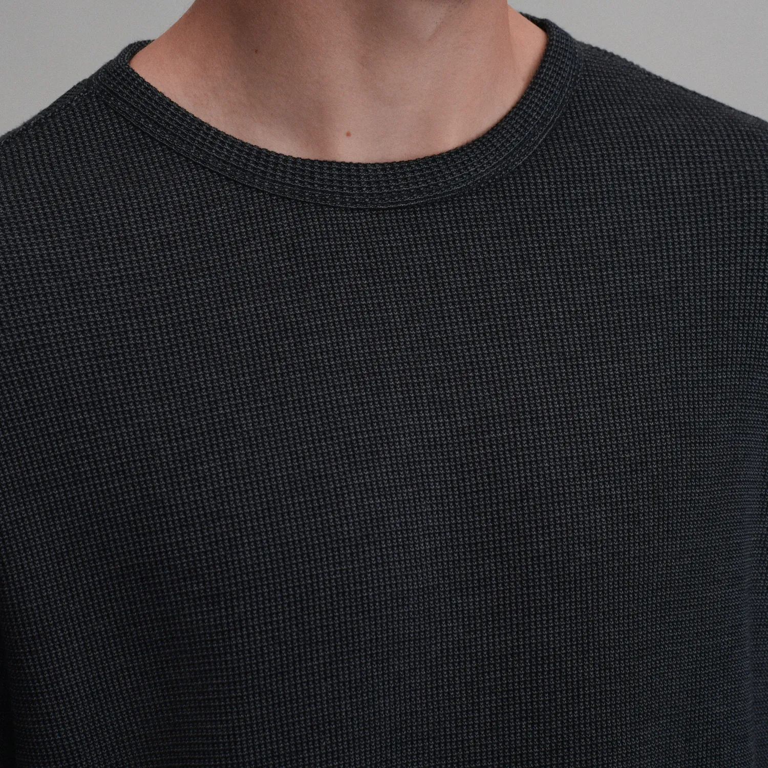 Eddie Bauer Plaited Waffle Thermal Crew bluză Whistle Blue călduroasă