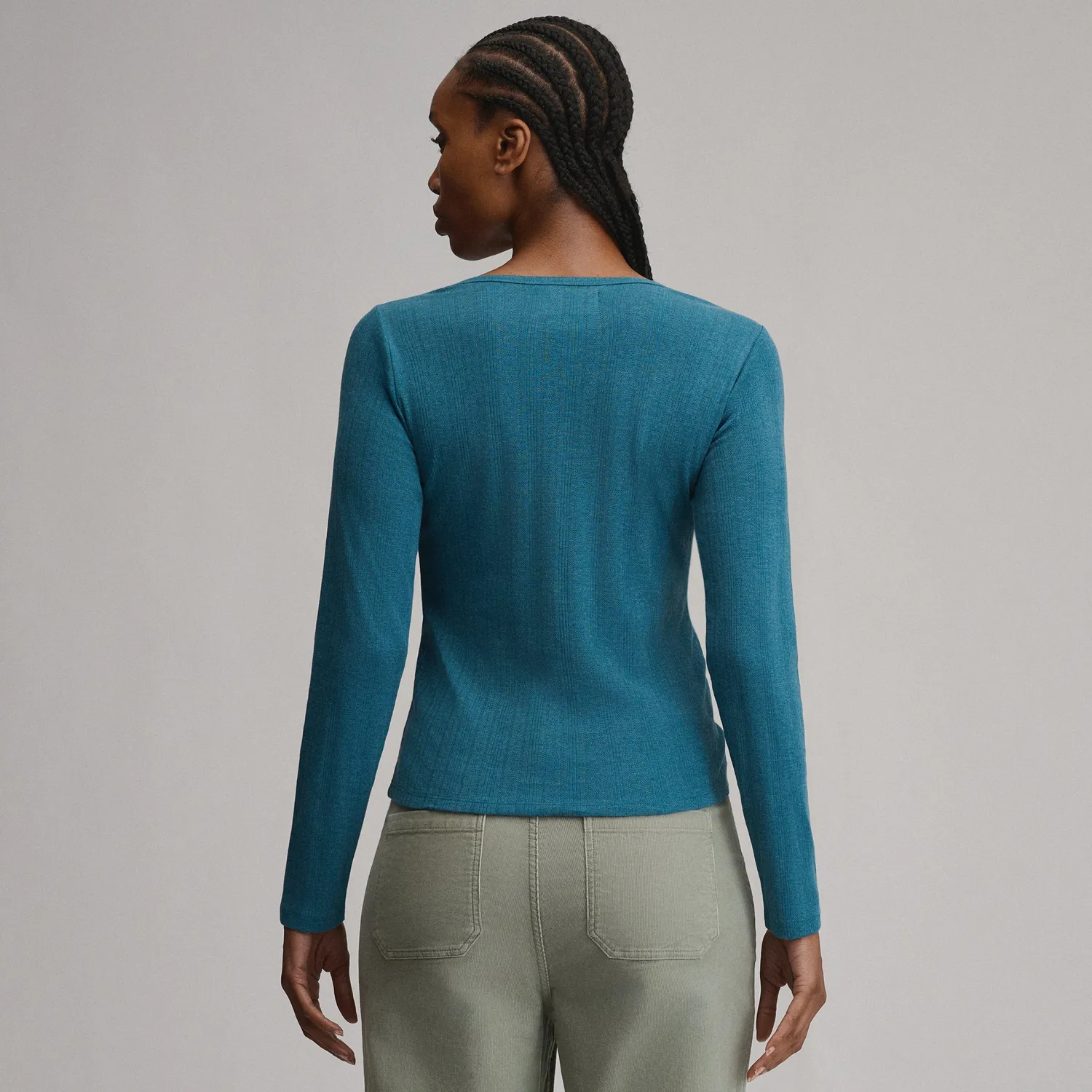 Eddie Bauer Pointelle bluza albastra dama M